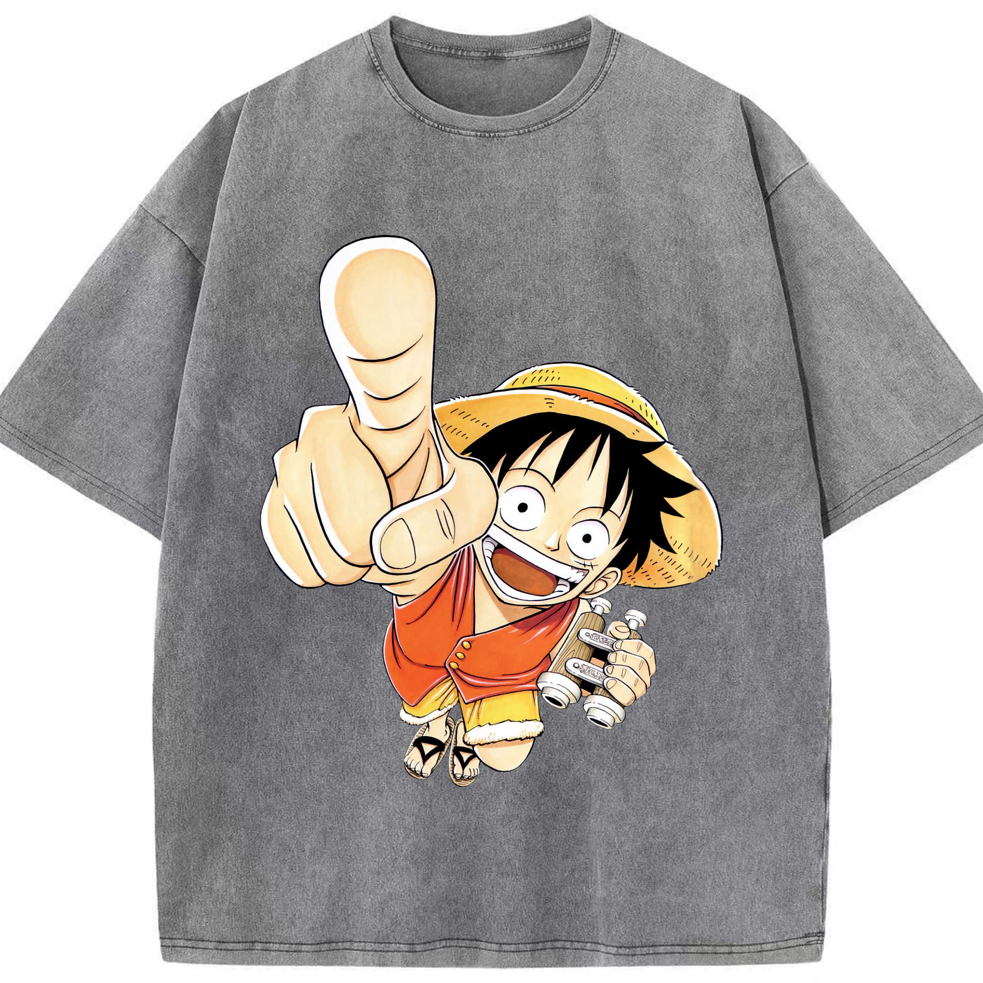ワンピース モンキー・D・ルフィ ONE PIECE Monkey D. Luffy 綿100% ヴィンテージ風 半袖Tシャツ（フロントプリント）