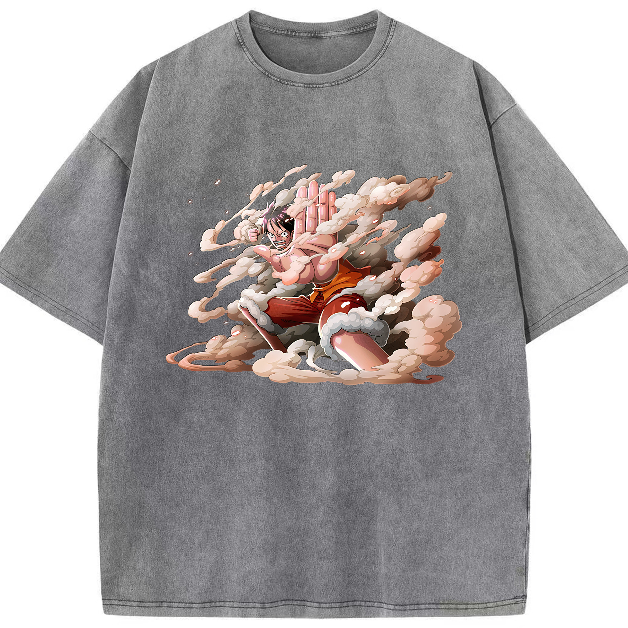 （画像用） ワンピース モンキー・D・ルフィ ONE PIECE Monkey D. Luffy 綿100% ヴィンテージ風 半袖Tシャツ（フロントプリント）