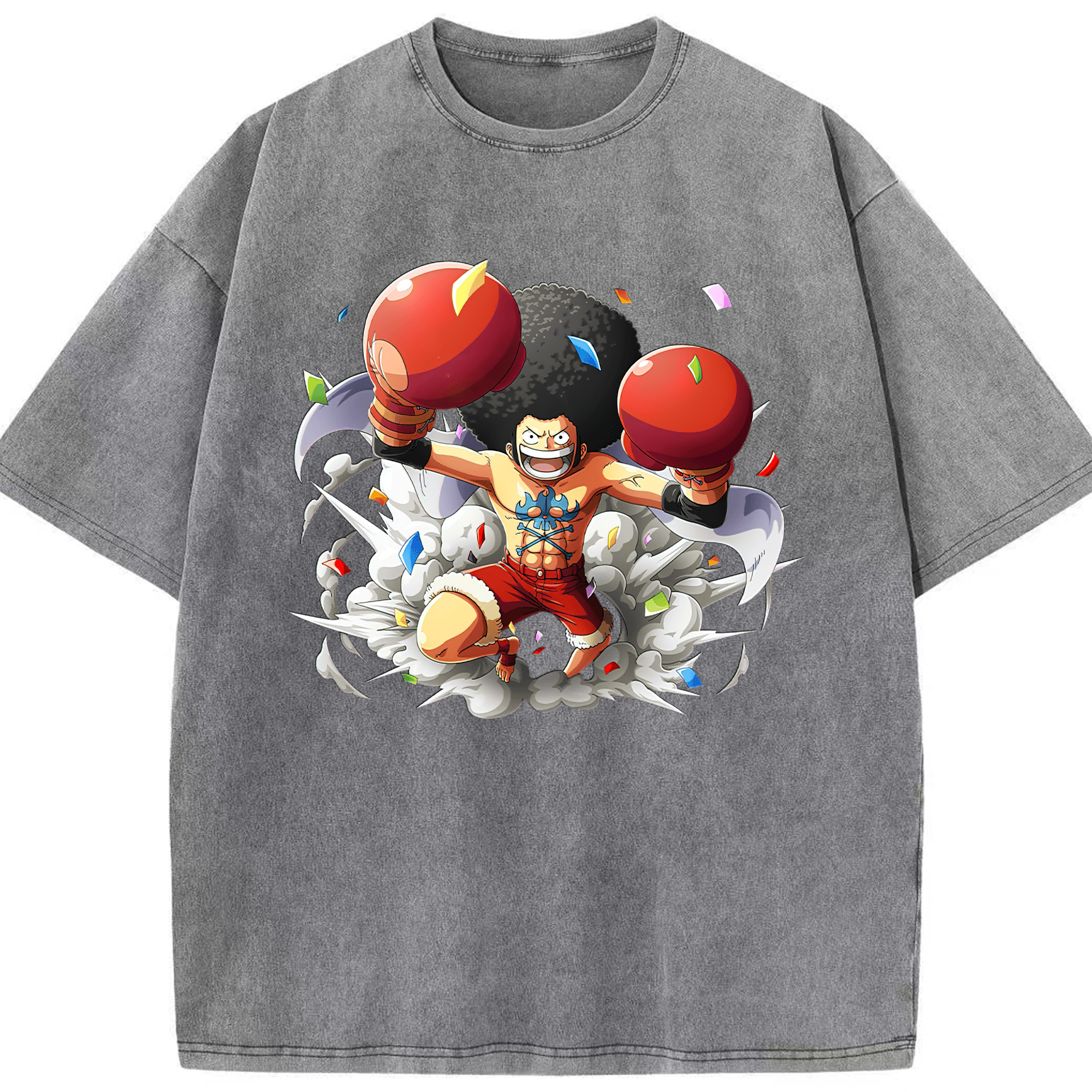 ワンピース モンキー・D・ルフィ ONE PIECE Monkey D. Luffy 綿100% ヴィンテージ風 半袖Tシャツ（フロントプリント）
