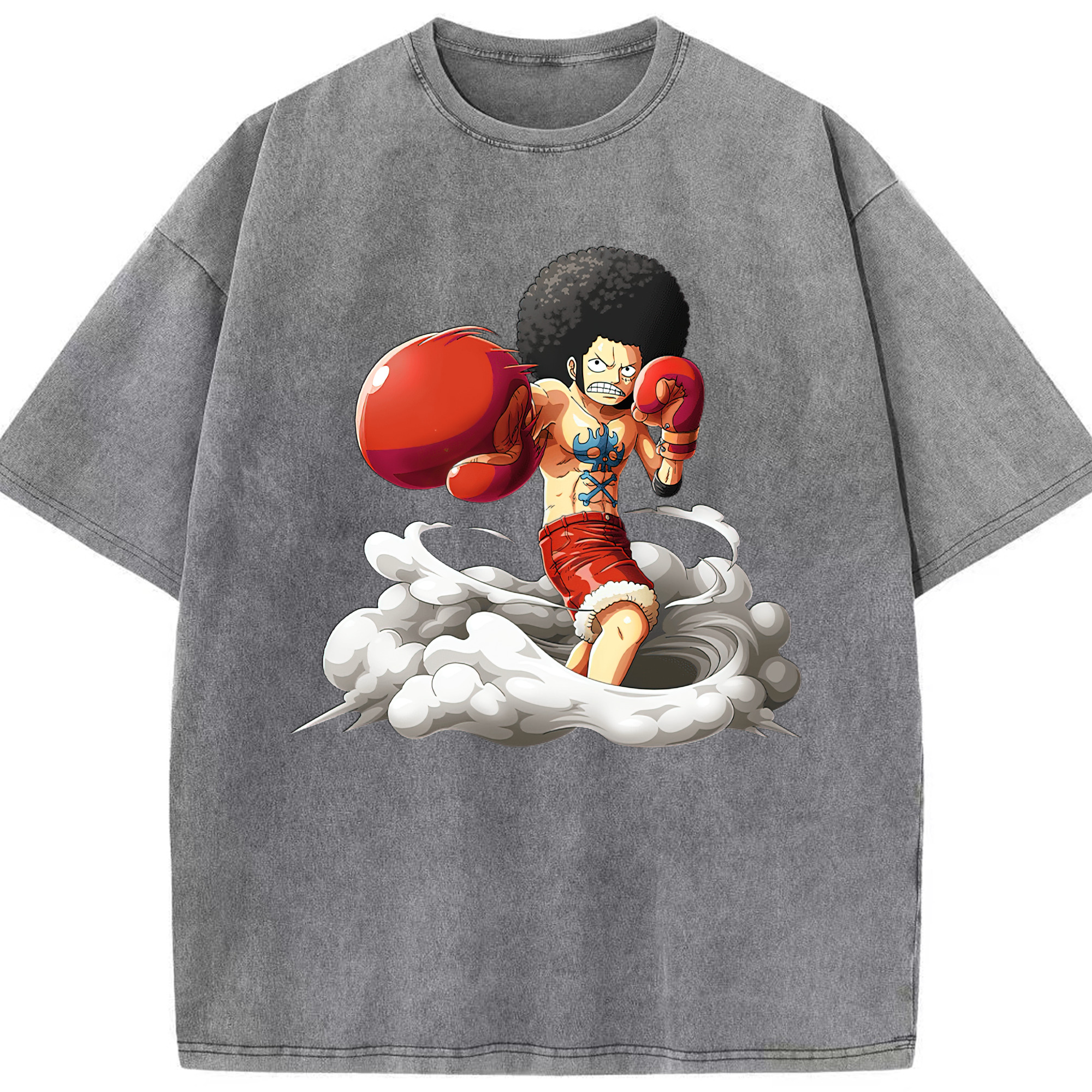 ワンピース モンキー・D・ルフィ ONE PIECE Monkey D. Luffy 綿100% ヴィンテージ風 半袖Tシャツ（フロントプリント）