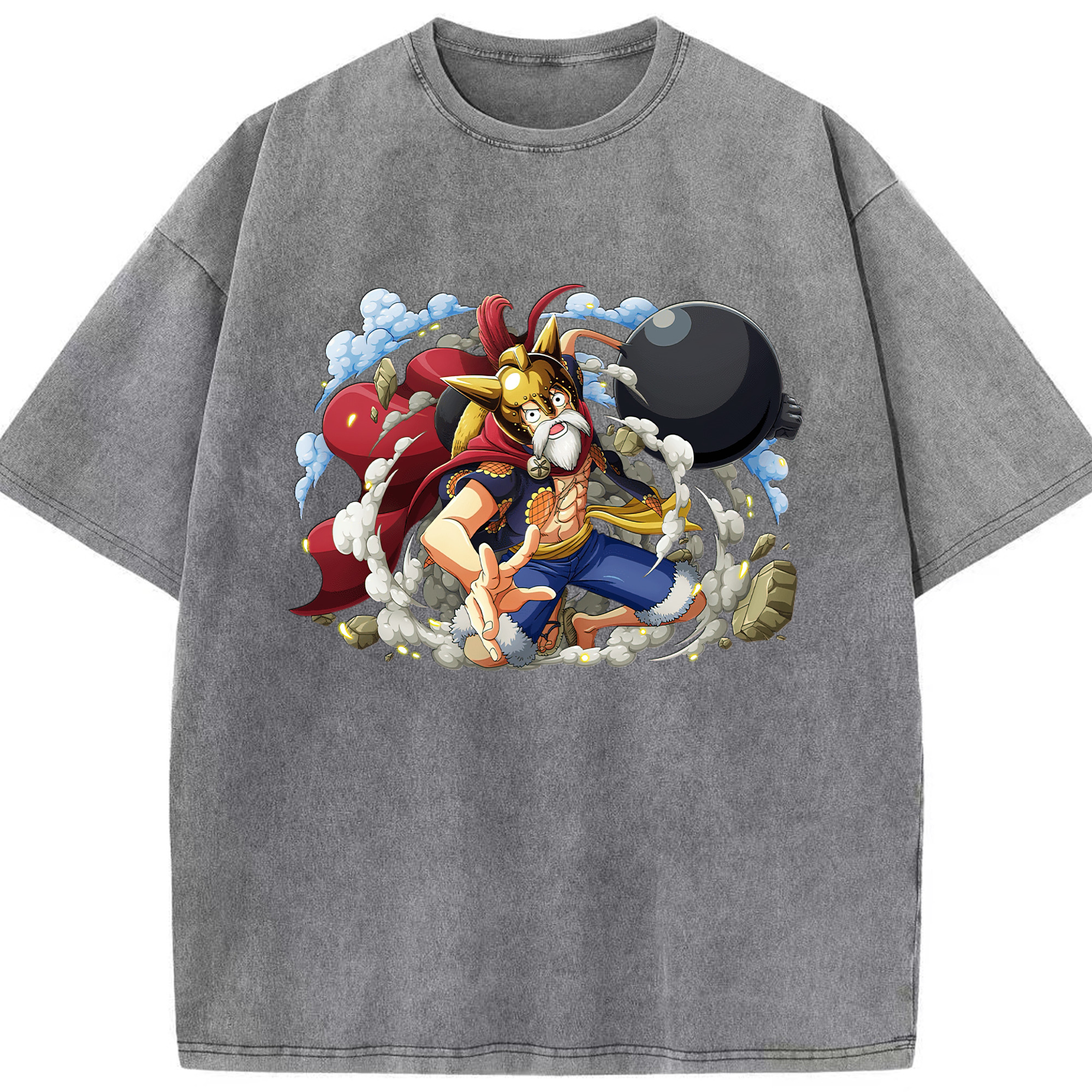 ワンピース モンキー・D・ルフィ ONE PIECE Monkey D. Luffy 綿100% ヴィンテージ風 半袖Tシャツ（フロントプリント）