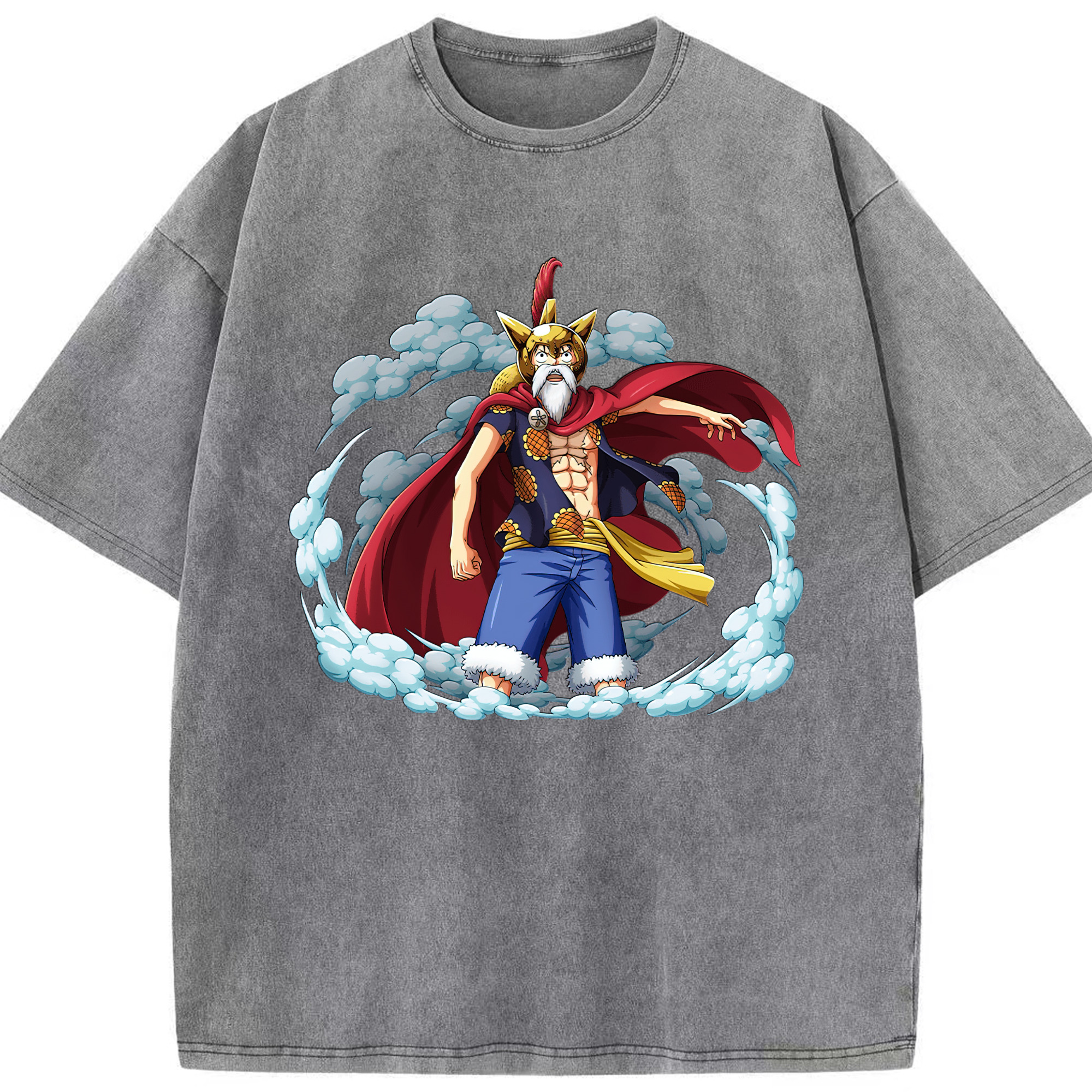 ワンピース モンキー・D・ルフィ ONE PIECE Monkey D. Luffy 綿100% ヴィンテージ風 半袖Tシャツ（フロントプリント）
