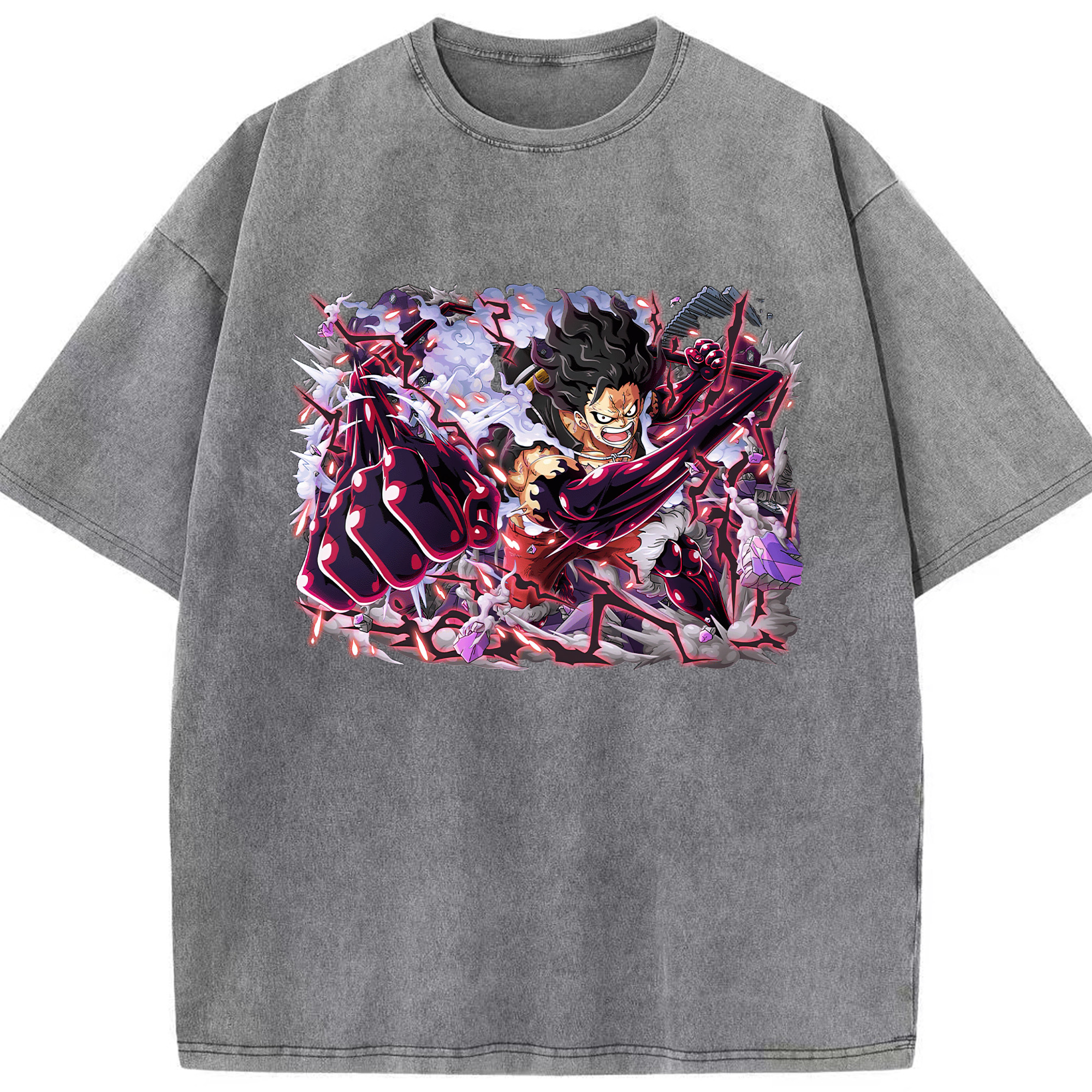 ワンピース モンキー・D・ルフィ ONE PIECE Monkey D. Luffy 綿100% ヴィンテージ風 半袖Tシャツ（フロントプリント）