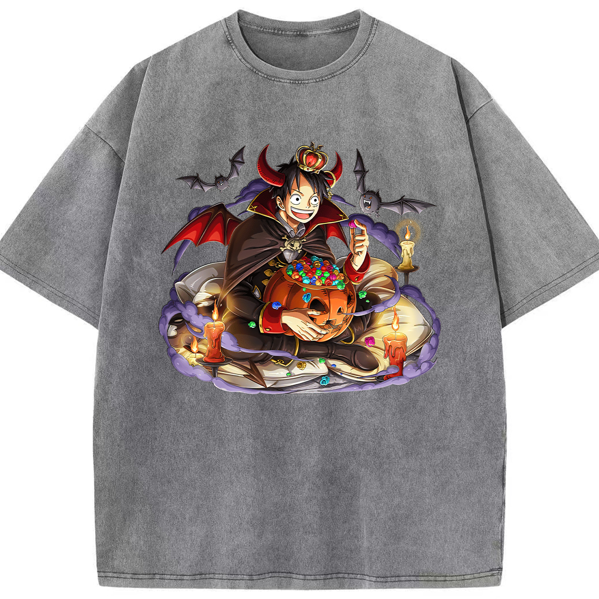 ワンピース モンキー・D・ルフィ ONE PIECE Monkey D. Luffy 綿100% ヴィンテージ風 半袖Tシャツ（フロントプリント）