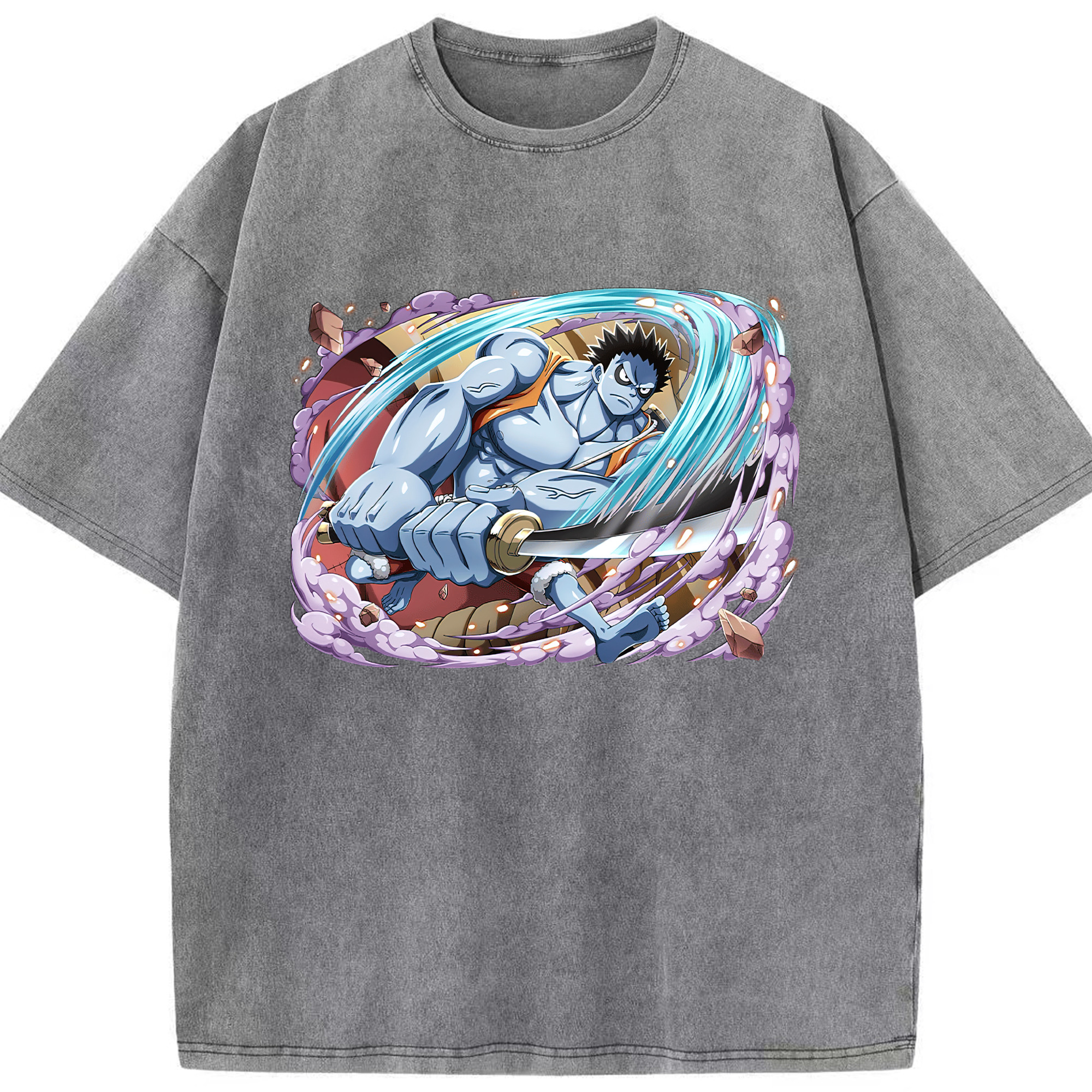 ワンピース モンキー・D・ルフィ ONE PIECE Monkey D. Luffy 綿100% ヴィンテージ風 半袖Tシャツ（フロントプリント）