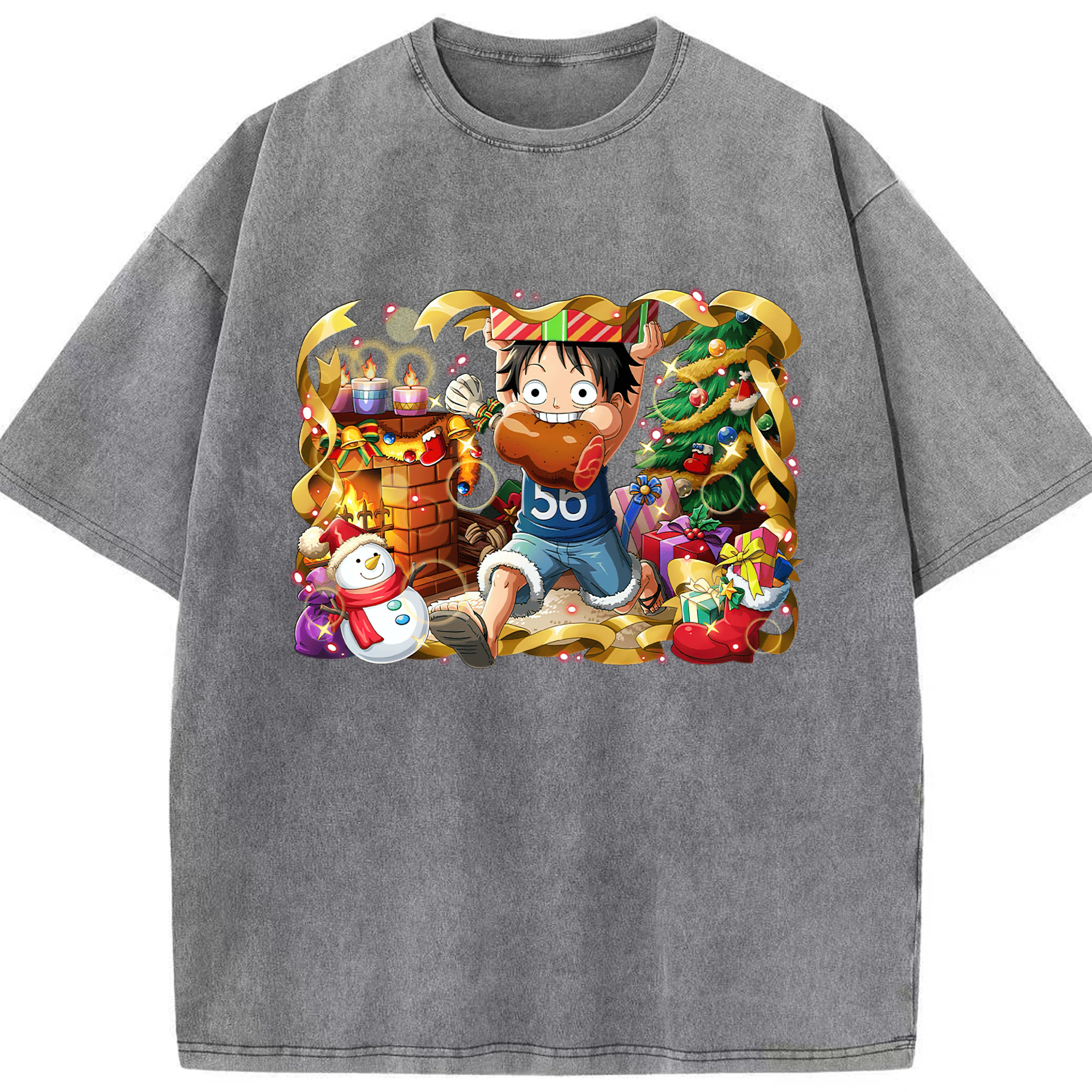 ワンピース モンキー・D・ルフィ ONE PIECE Monkey D. Luffy 綿100% ヴィンテージ風 半袖Tシャツ（フロントプリント）