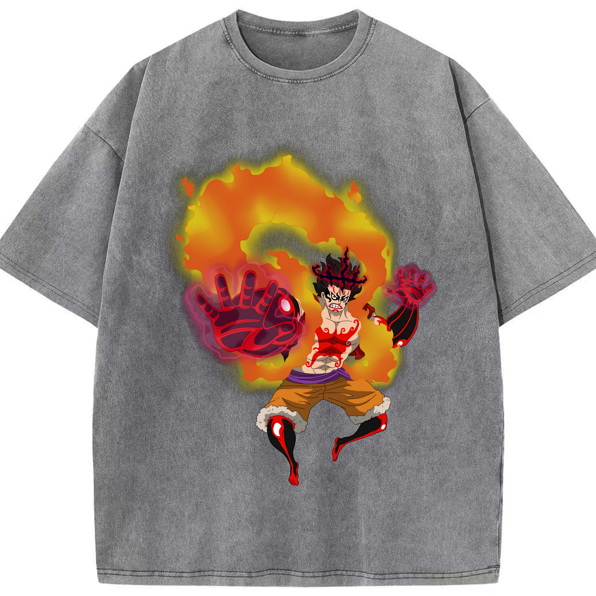 ワンピース モンキー・D・ルフィ ONE PIECE Monkey D. Luffy 綿100% ヴィンテージ風 半袖Tシャツ（フロントプリント）