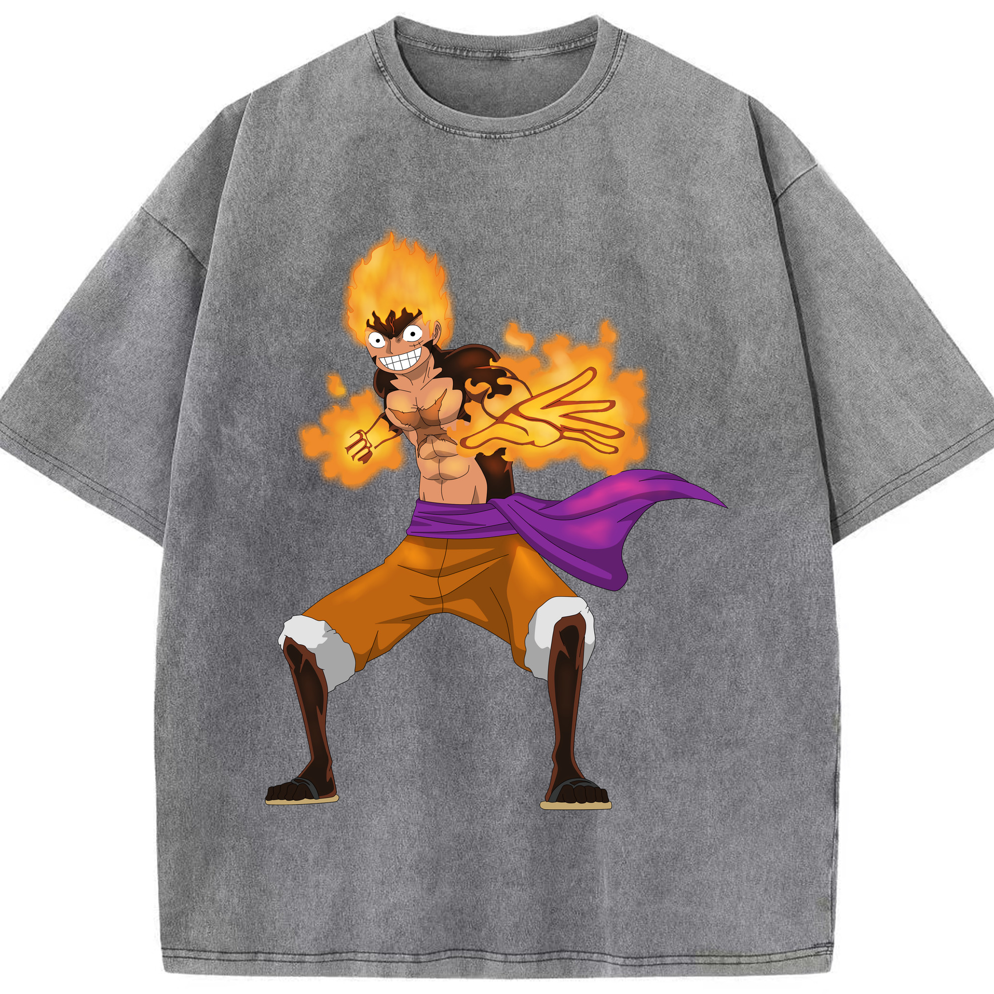 ワンピース モンキー・D・ルフィ ONE PIECE Monkey D. Luffy 綿100% ヴィンテージ風 半袖Tシャツ（フロントプリント）