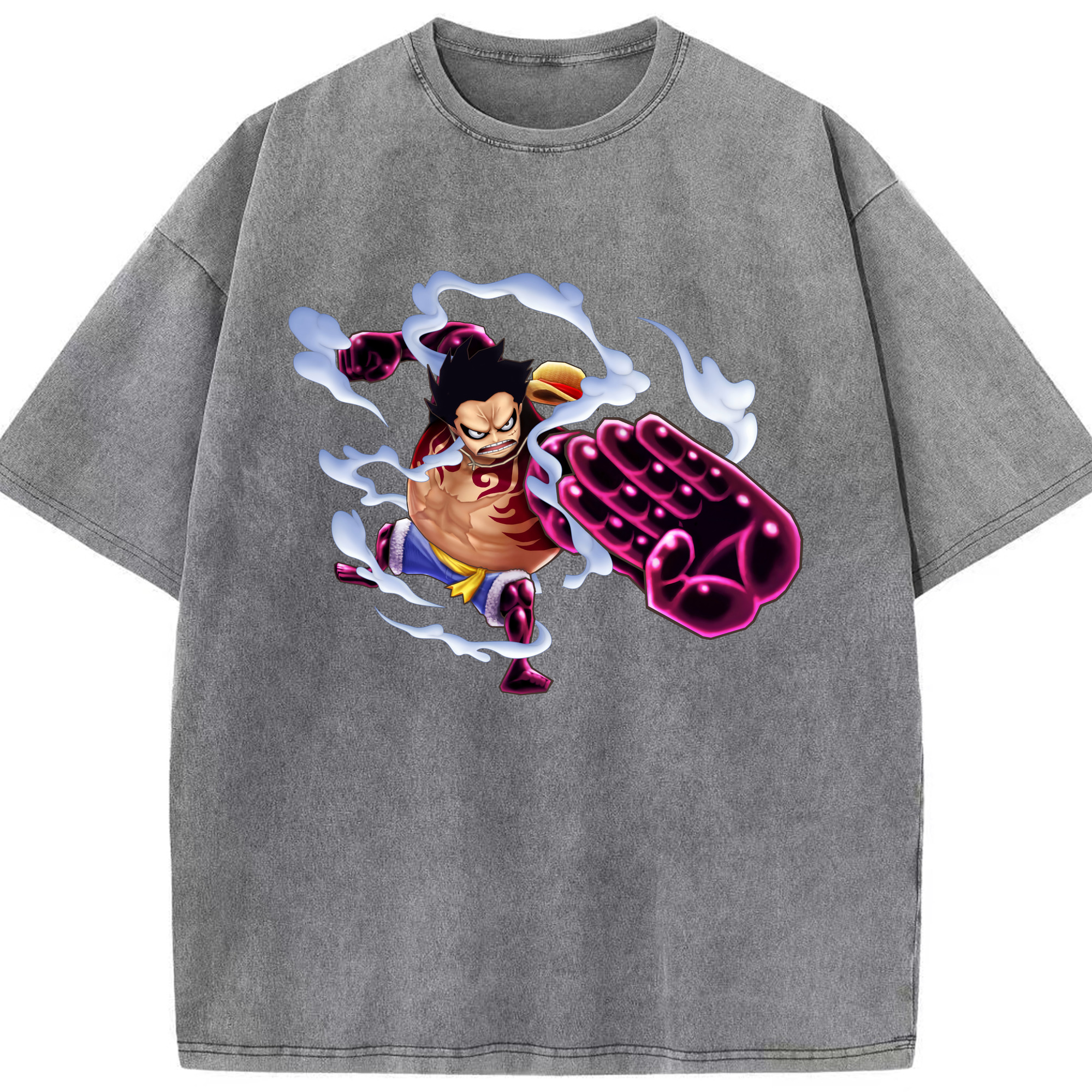 ワンピース モンキー・D・ルフィ ONE PIECE Monkey D. Luffy 綿100% ヴィンテージ風 半袖Tシャツ（フロントプリント）