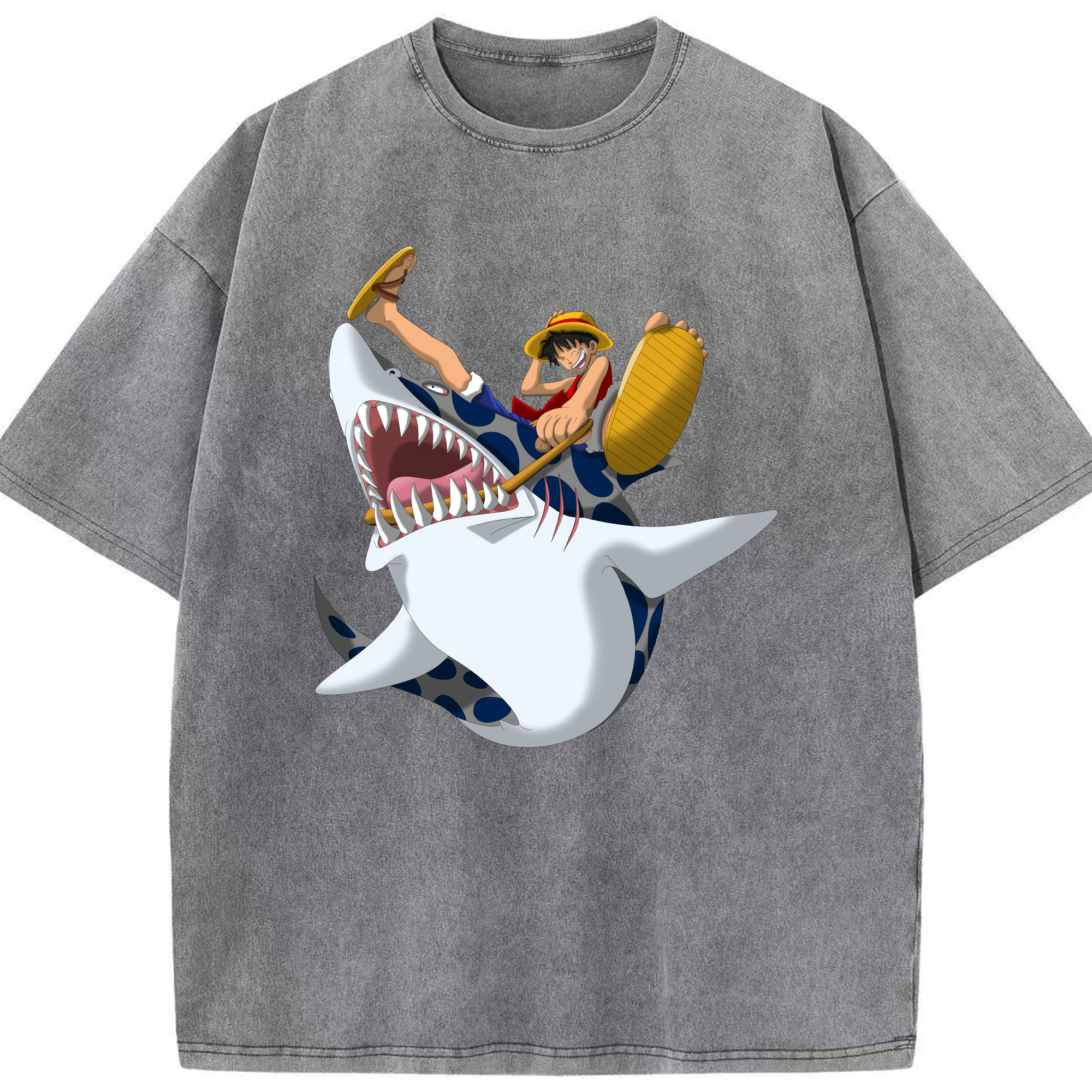 ワンピース モンキー・D・ルフィ ONE PIECE Monkey D. Luffy 綿100% ヴィンテージ風 半袖Tシャツ（フロントプリント）