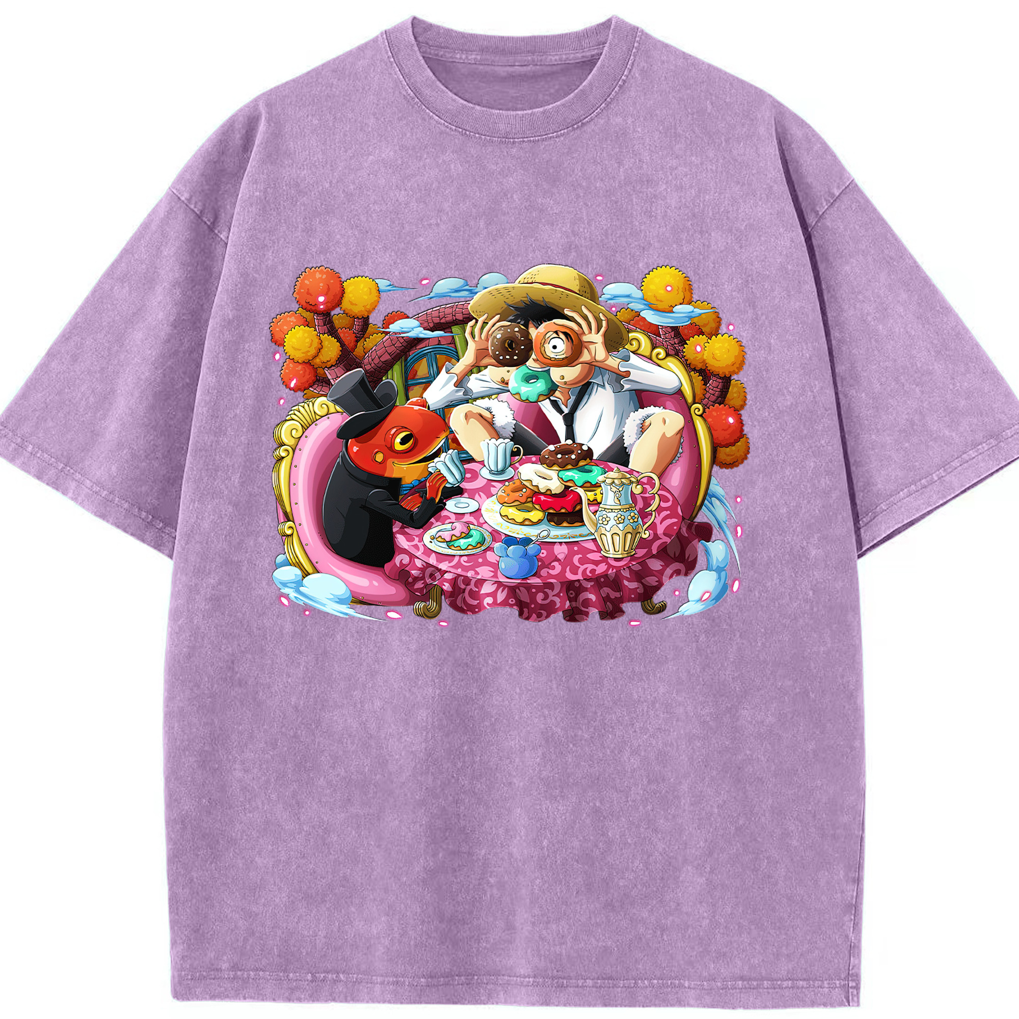 ワンピース モンキー・D・ルフィ ONE PIECE Monkey D. Luffy 綿100% ヴィンテージ風 半袖Tシャツ（フロントプリント）
