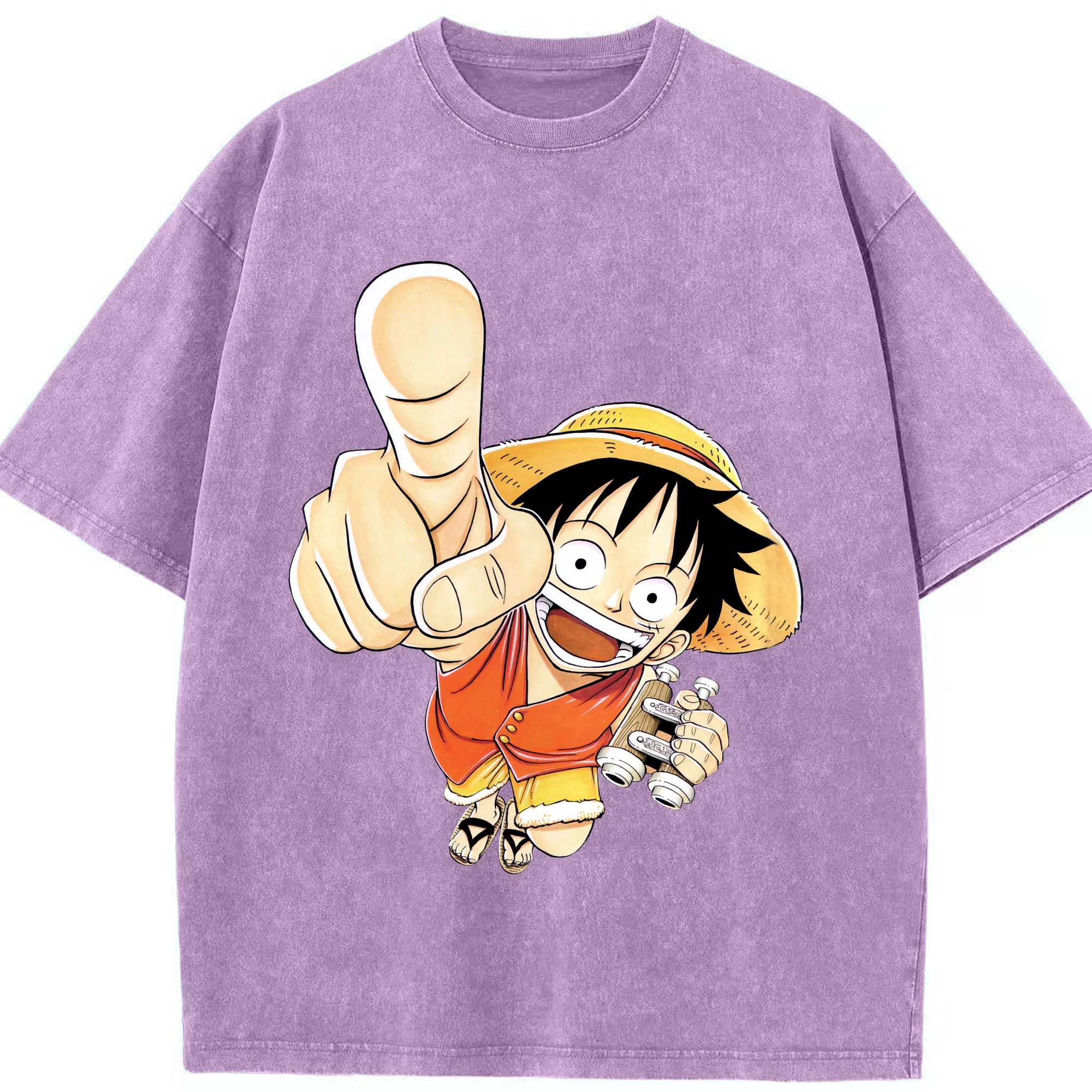 ワンピース モンキー・D・ルフィ ONE PIECE Monkey D. Luffy 綿100% ヴィンテージ風 半袖Tシャツ（フロントプリント）