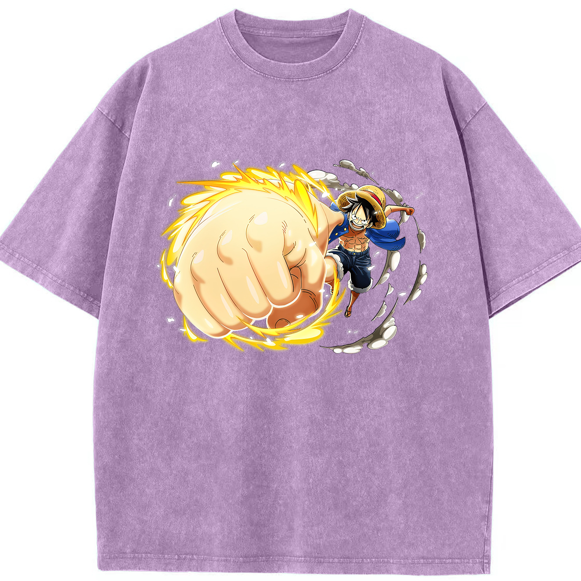 （画像用） ワンピース モンキー・D・ルフィ ONE PIECE Monkey D. Luffy 綿100% ヴィンテージ風 半袖Tシャツ（フロントプリント）