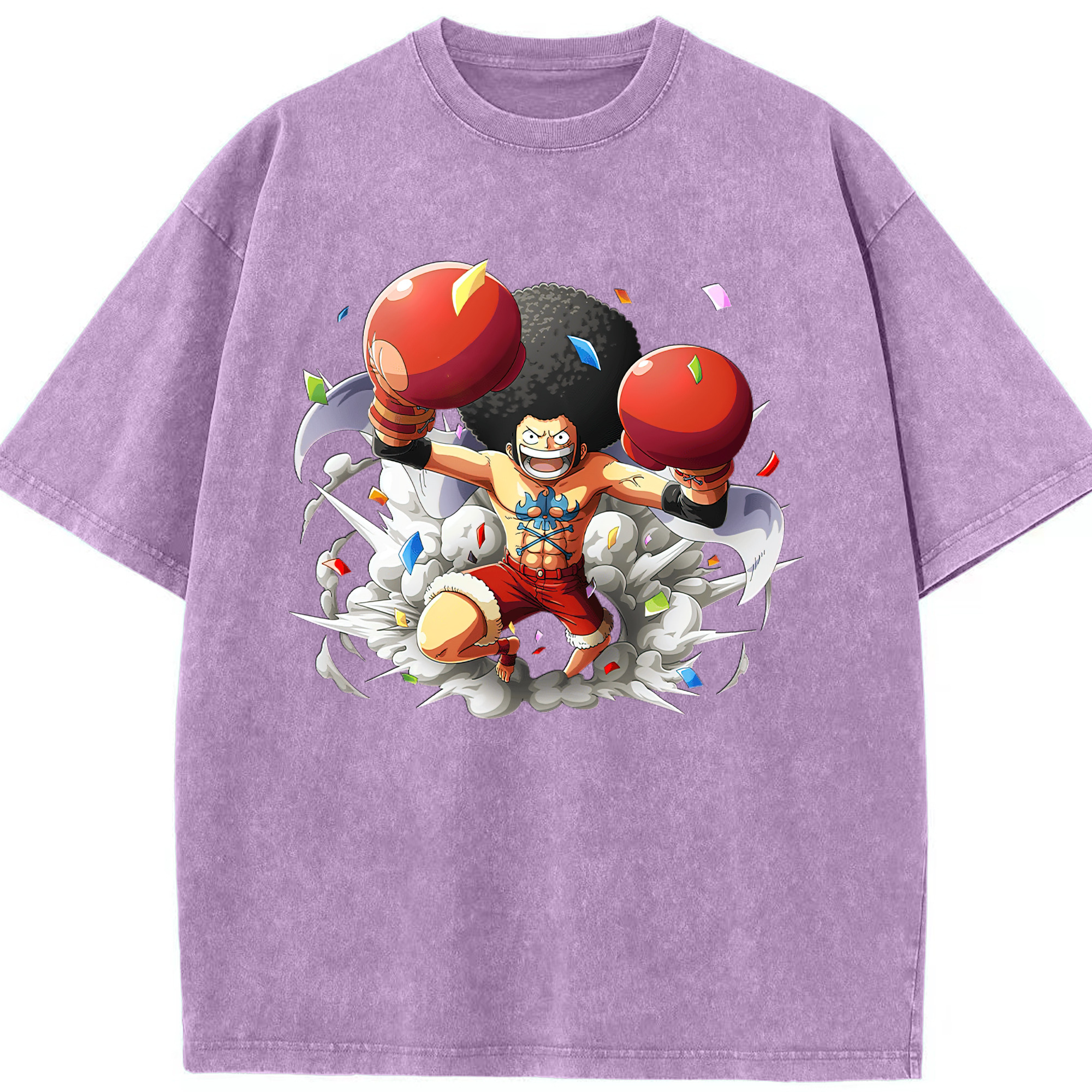 ワンピース モンキー・D・ルフィ ONE PIECE Monkey D. Luffy 綿100% ヴィンテージ風 半袖Tシャツ（フロントプリント）
