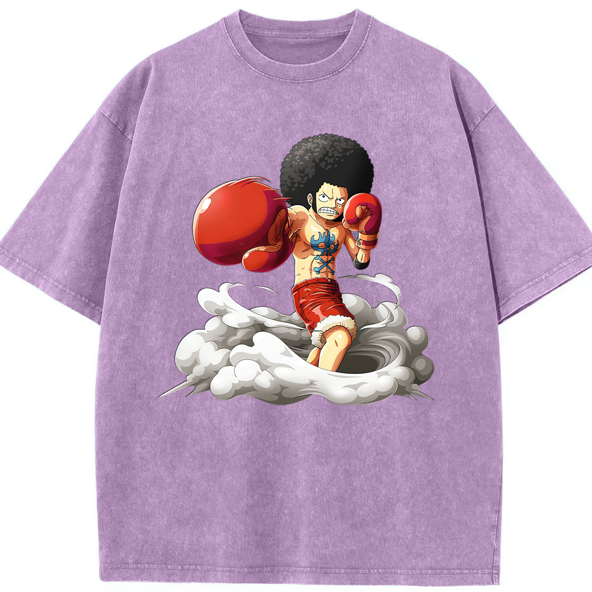 ワンピース モンキー・D・ルフィ ONE PIECE Monkey D. Luffy 綿100% ヴィンテージ風 半袖Tシャツ（フロントプリント）
