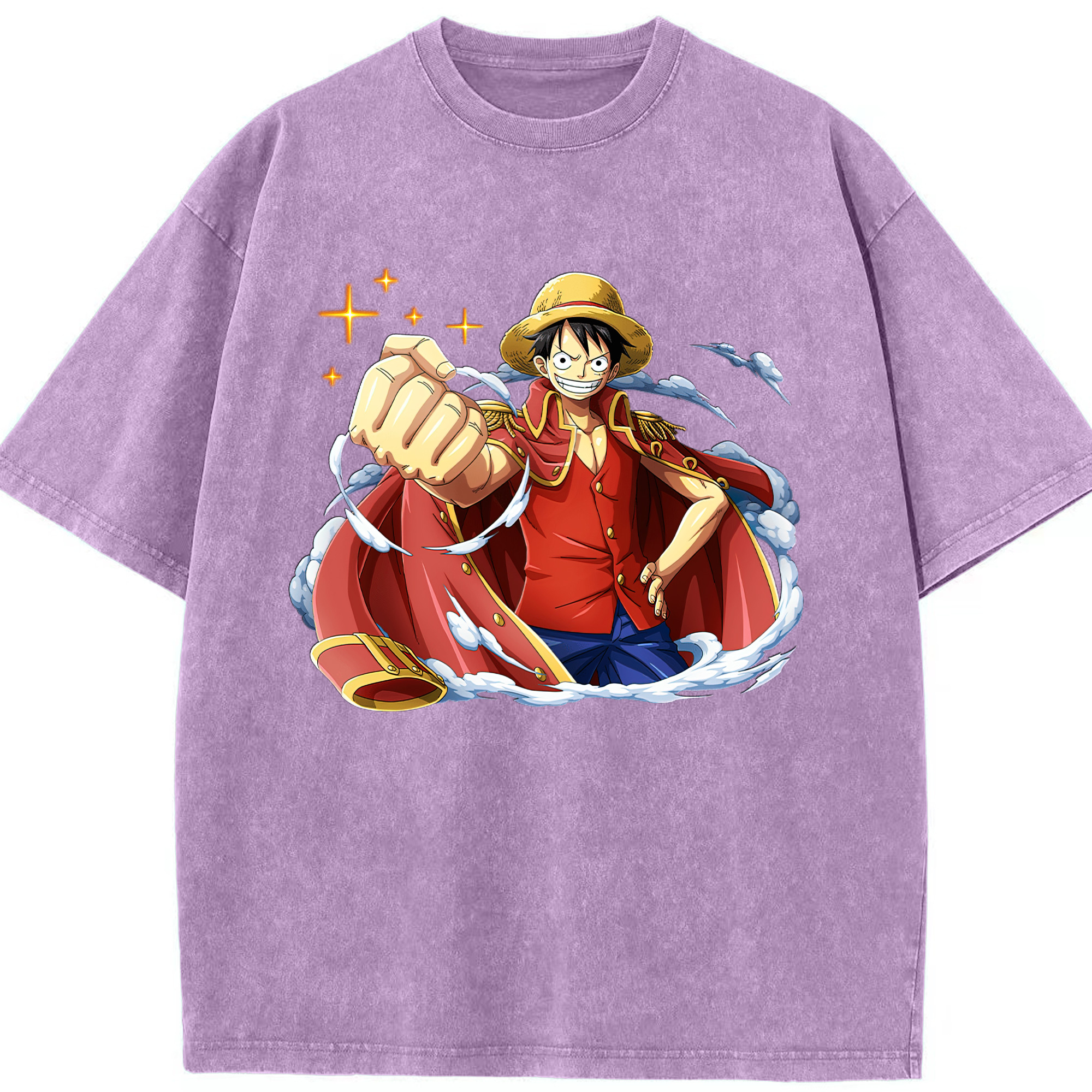 ワンピース モンキー・D・ルフィ ONE PIECE Monkey D. Luffy 綿100% ヴィンテージ風 半袖Tシャツ（フロントプリント）