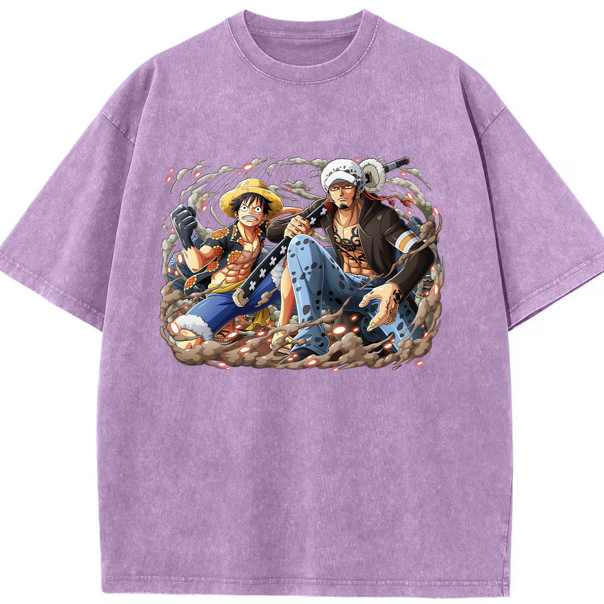 ワンピース モンキー・D・ルフィ ONE PIECE Monkey D. Luffy 綿100% ヴィンテージ風 半袖Tシャツ（フロントプリント）