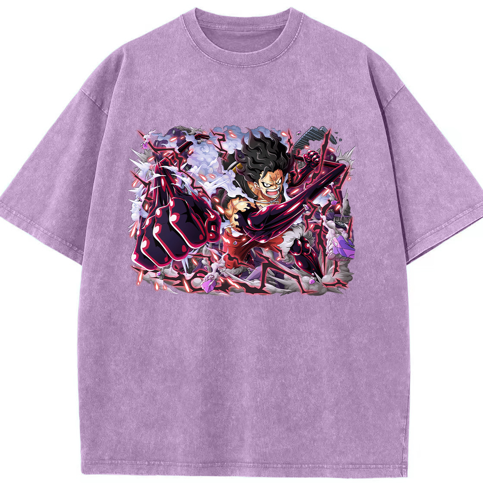 ワンピース モンキー・D・ルフィ ONE PIECE Monkey D. Luffy 綿100% ヴィンテージ風 半袖Tシャツ（フロントプリント）