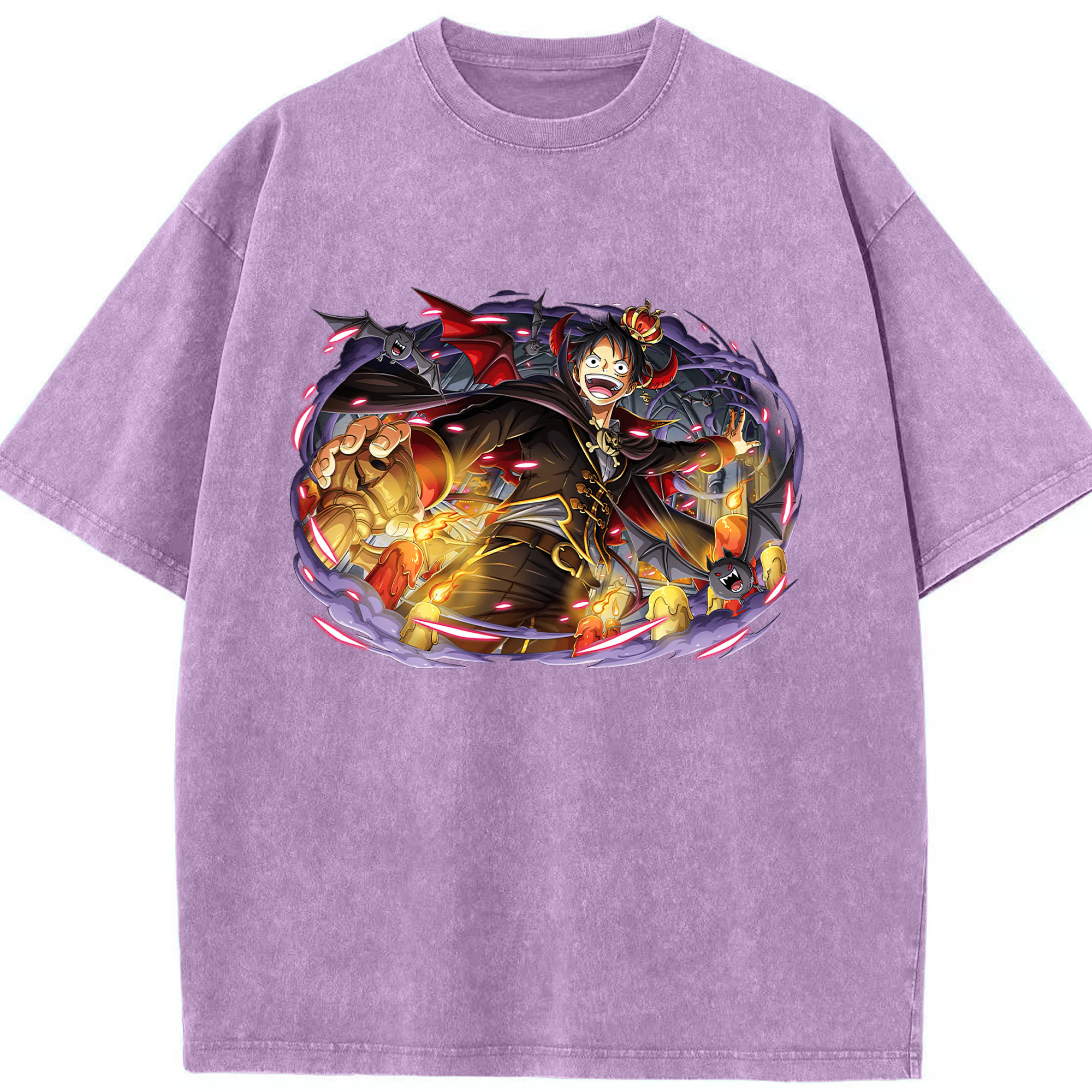 ワンピース モンキー・D・ルフィ ONE PIECE Monkey D. Luffy 綿100% ヴィンテージ風 半袖Tシャツ（フロントプリント）