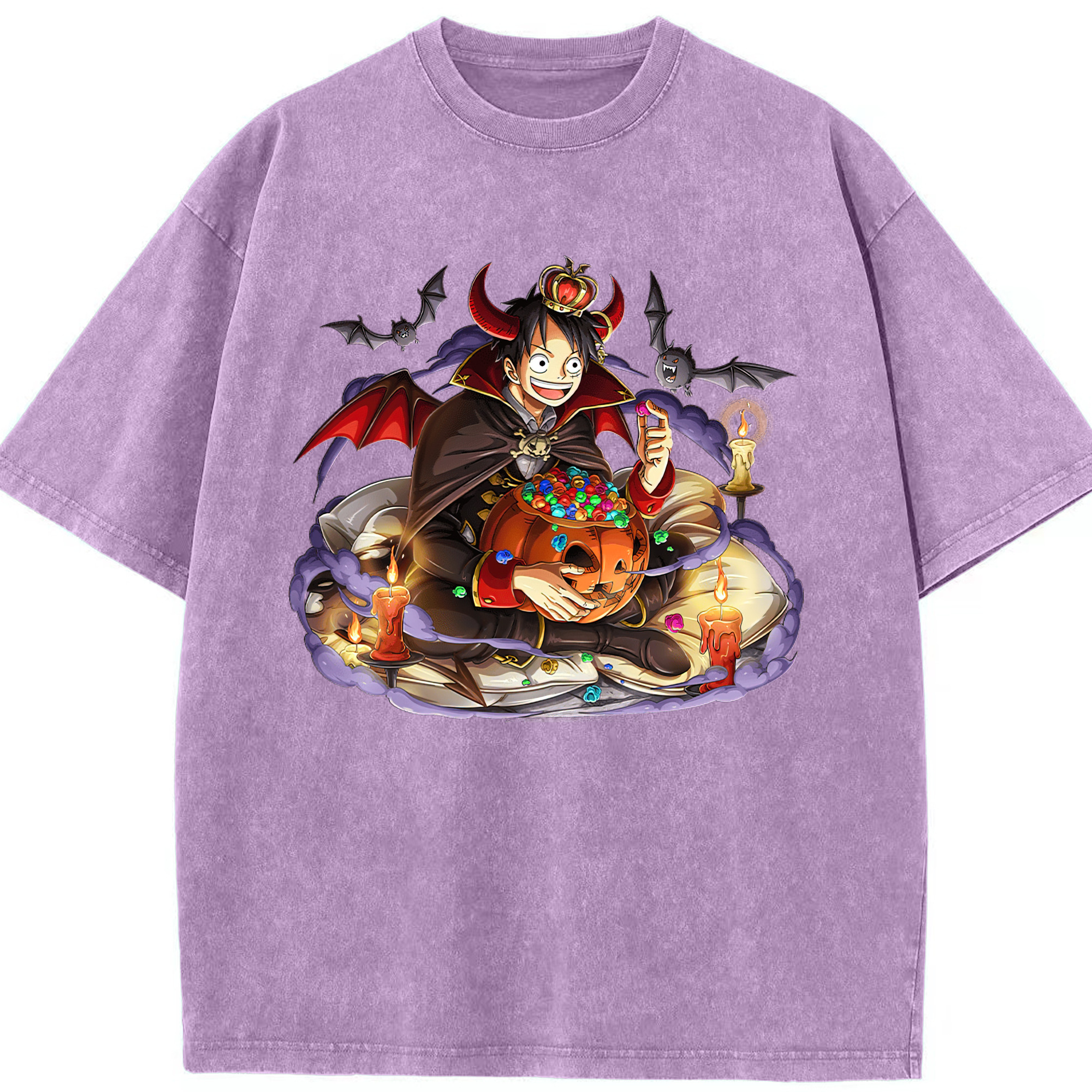 ワンピース モンキー・D・ルフィ ONE PIECE Monkey D. Luffy 綿100% ヴィンテージ風 半袖Tシャツ（フロントプリント）