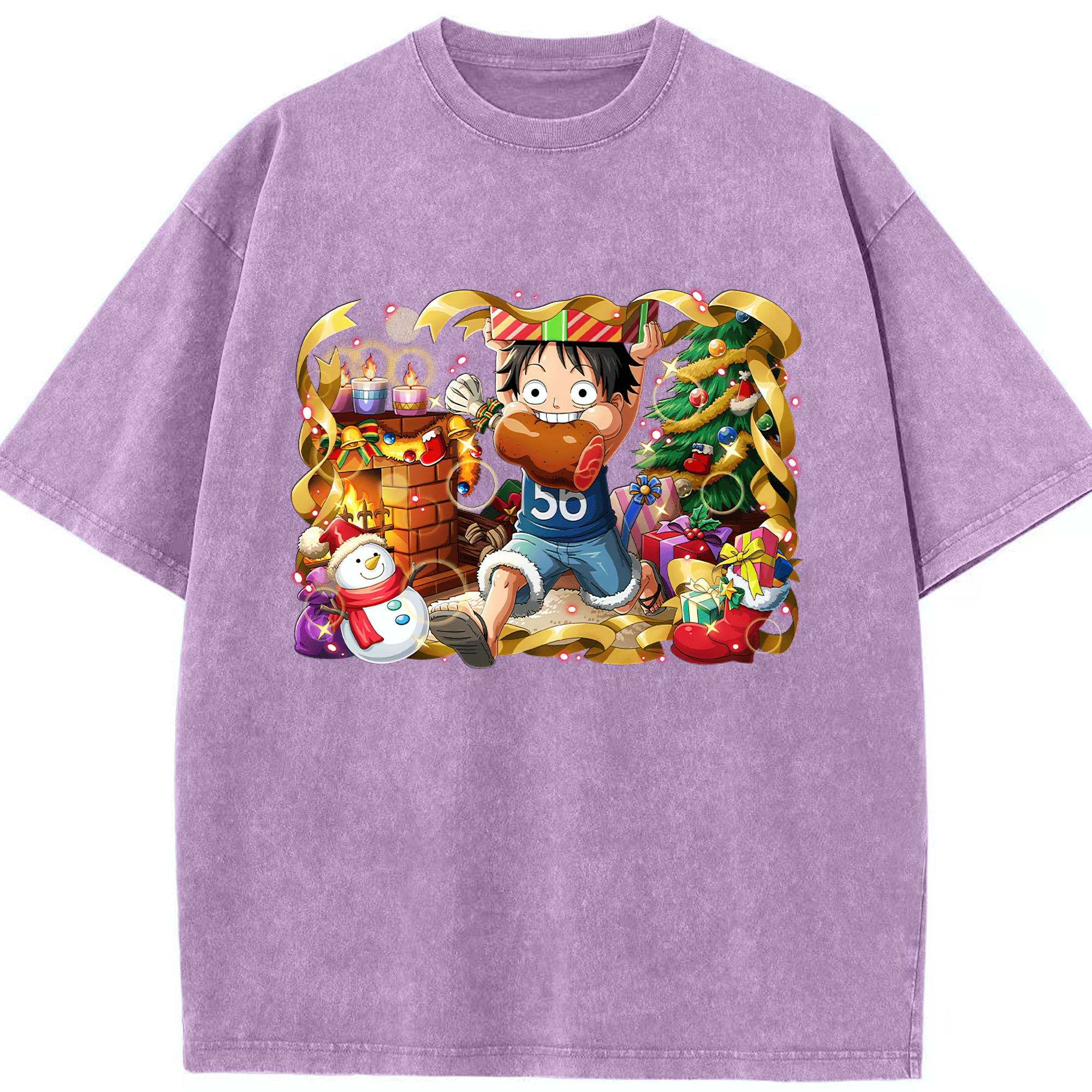 ワンピース モンキー・D・ルフィ ONE PIECE Monkey D. Luffy 綿100% ヴィンテージ風 半袖Tシャツ（フロントプリント）