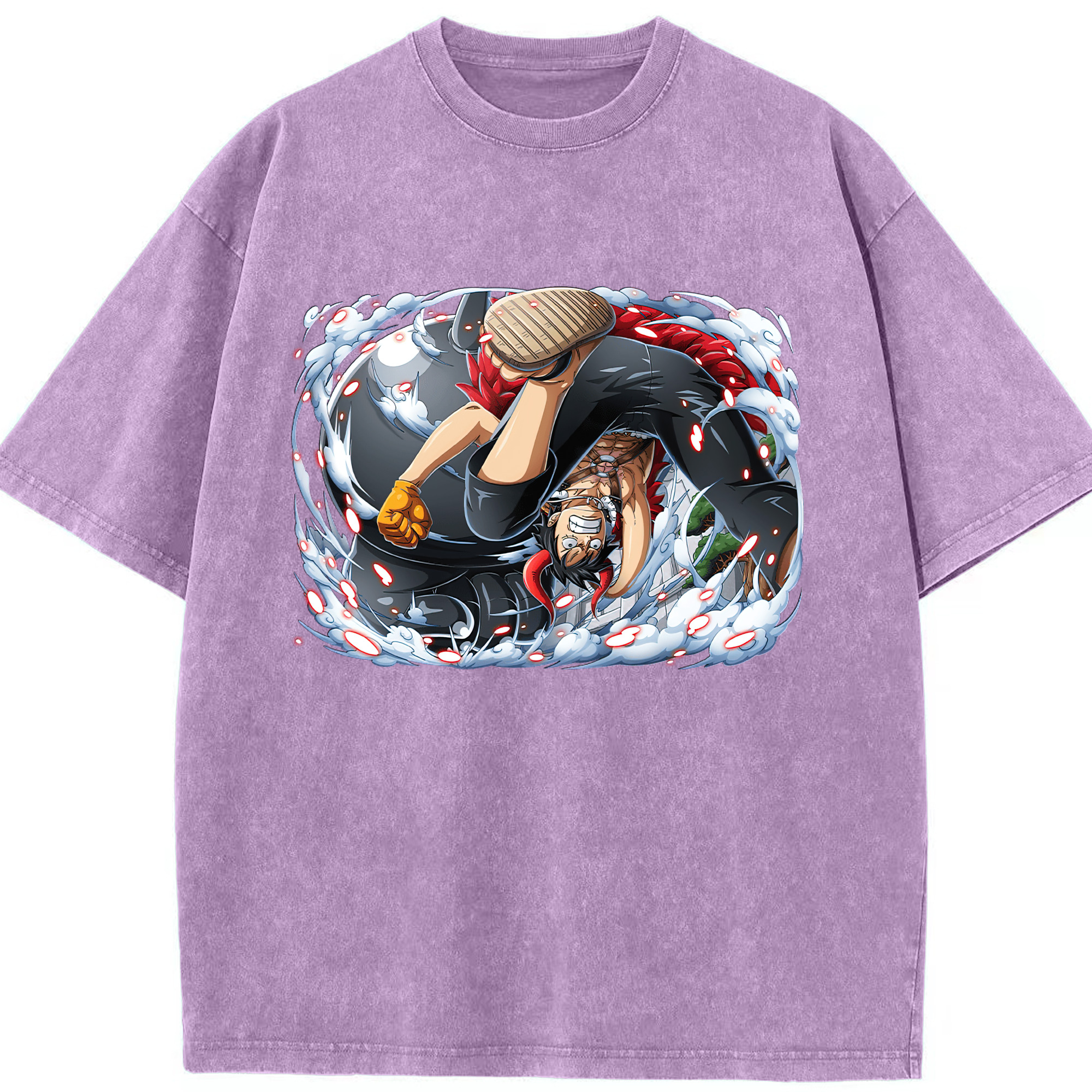 ワンピース モンキー・D・ルフィ ONE PIECE Monkey D. Luffy 綿100% ヴィンテージ風 半袖Tシャツ（フロントプリント）
