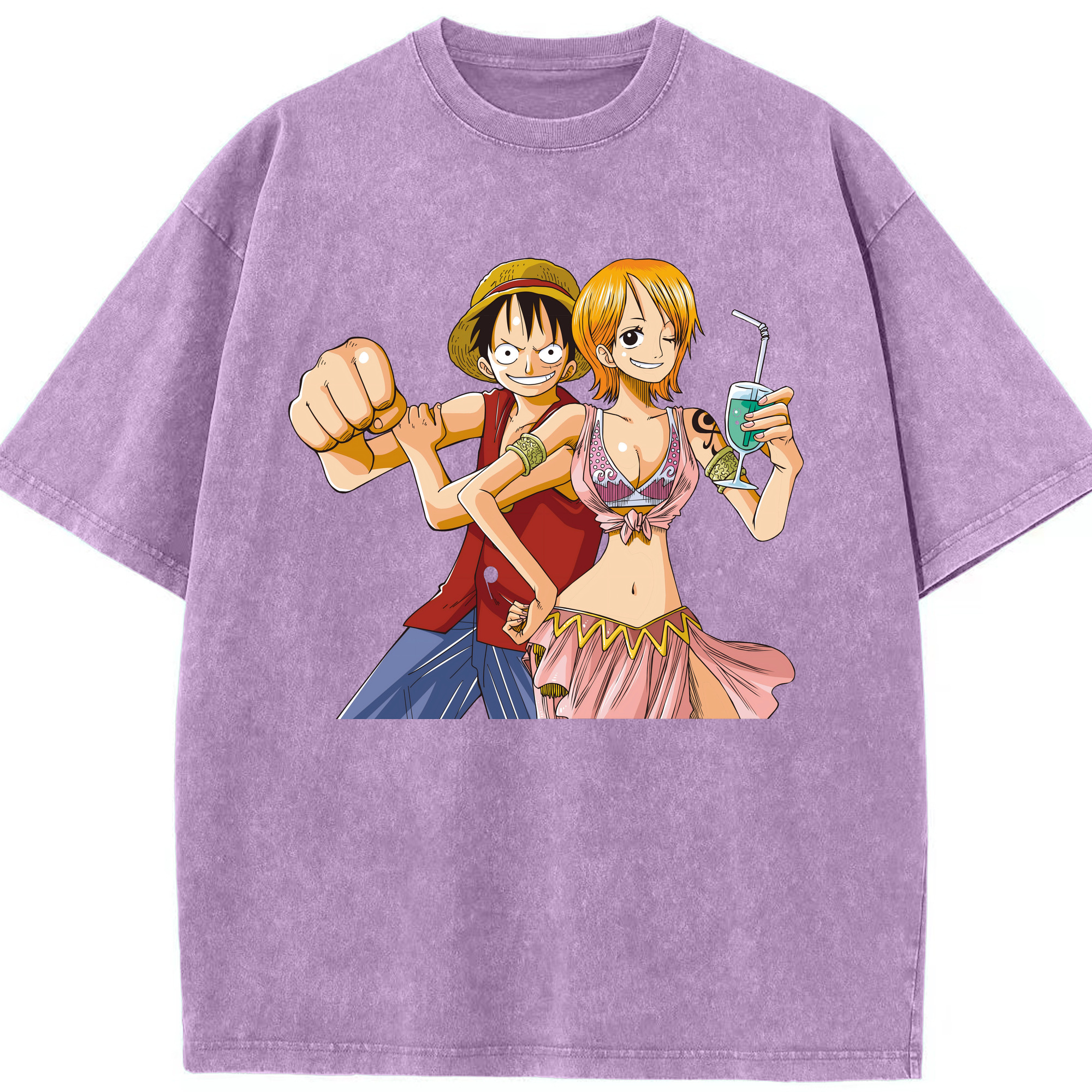 ワンピース モンキー・D・ルフィ ONE PIECE Monkey D. Luffy 綿100% ヴィンテージ風 半袖Tシャツ（フロントプリント）