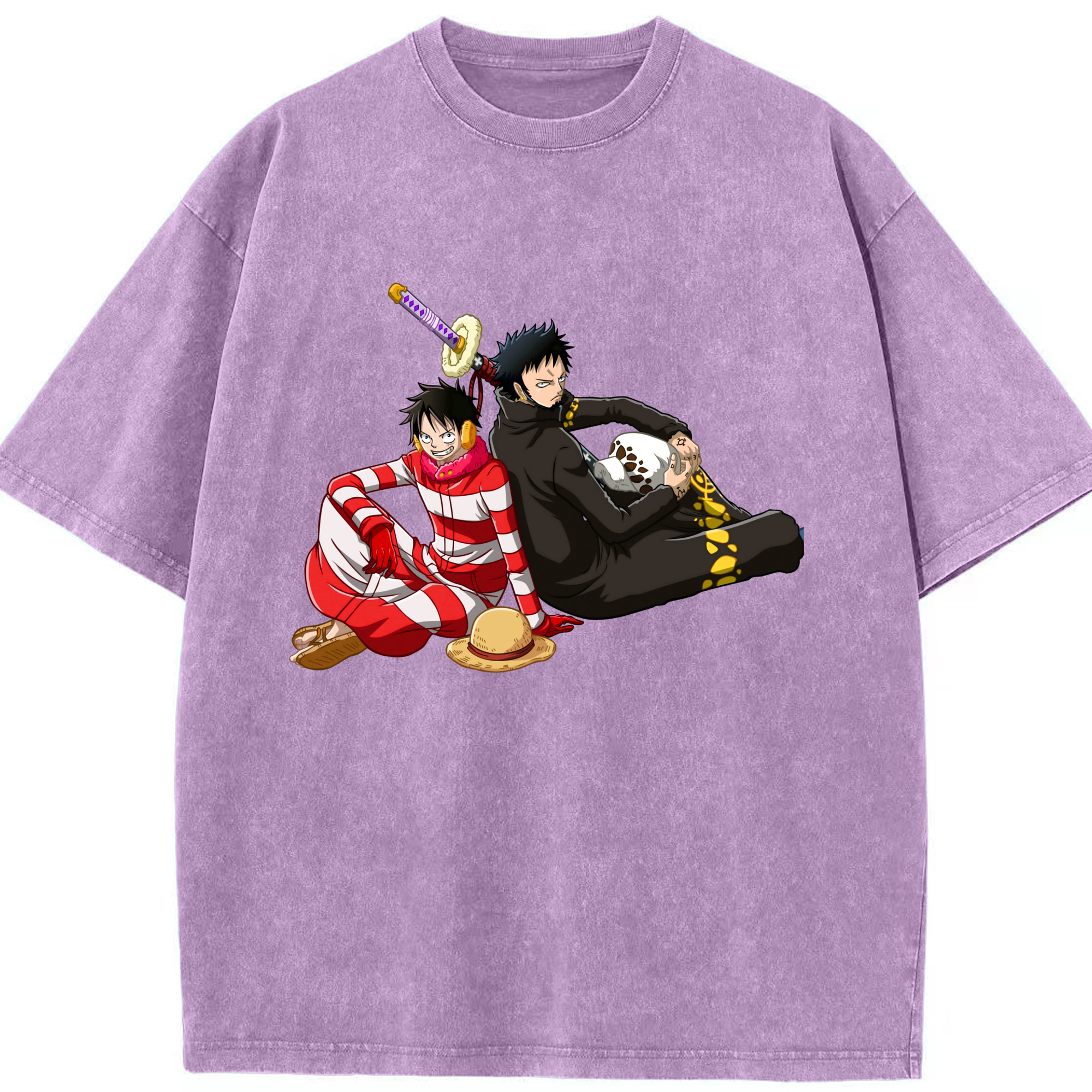 ワンピース モンキー・D・ルフィ ONE PIECE Monkey D. Luffy 綿100% ヴィンテージ風 半袖Tシャツ（フロントプリント）