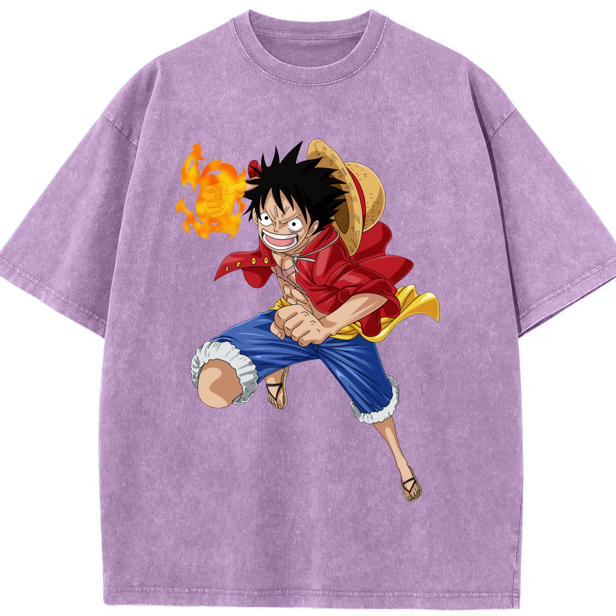 ワンピース モンキー・D・ルフィ ONE PIECE Monkey D. Luffy 綿100% ヴィンテージ風 半袖Tシャツ（フロントプリント）