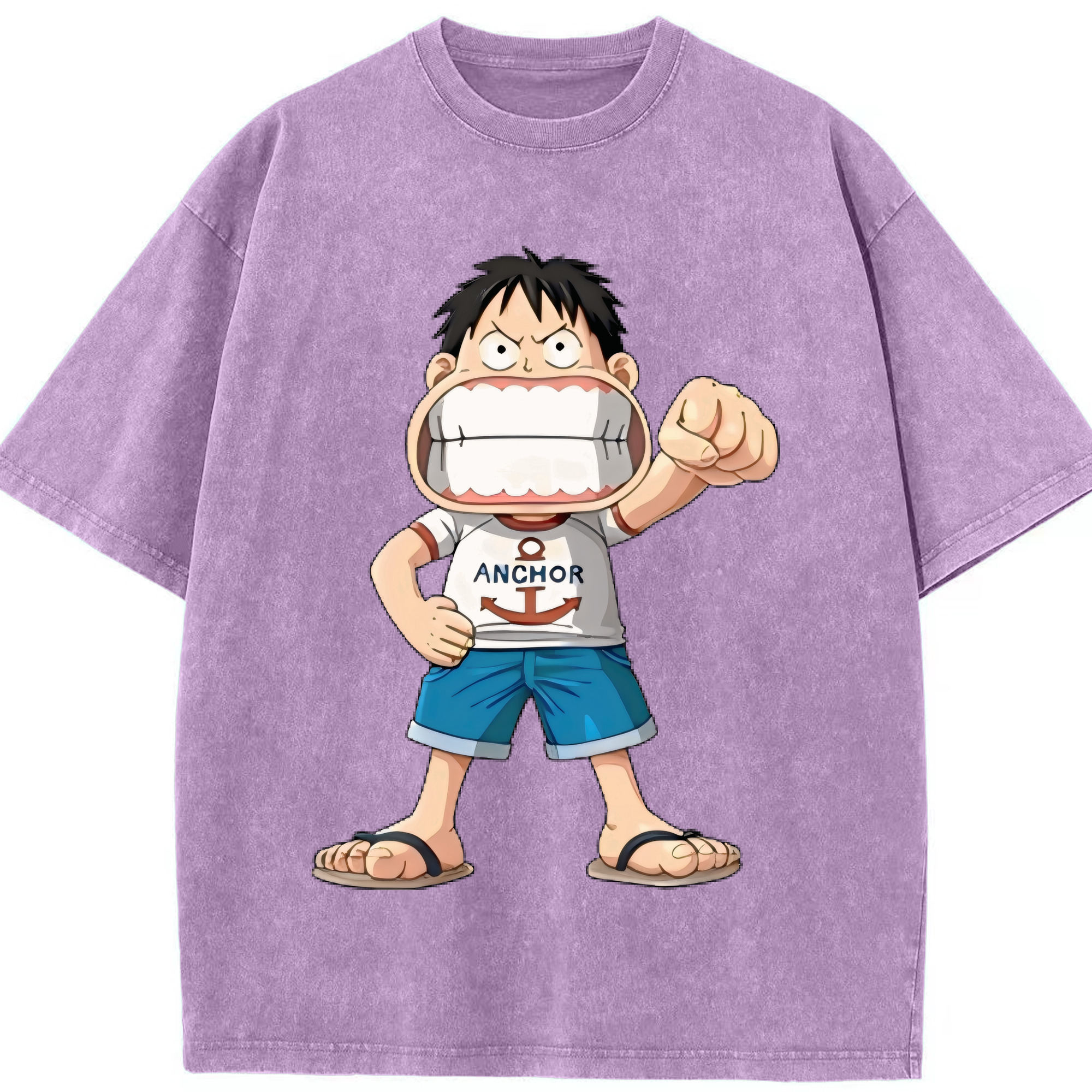 （画像用） ワンピース モンキー・D・ルフィ ONE PIECE Monkey D. Luffy 綿100% ヴィンテージ風 半袖Tシャツ（フロントプリント）