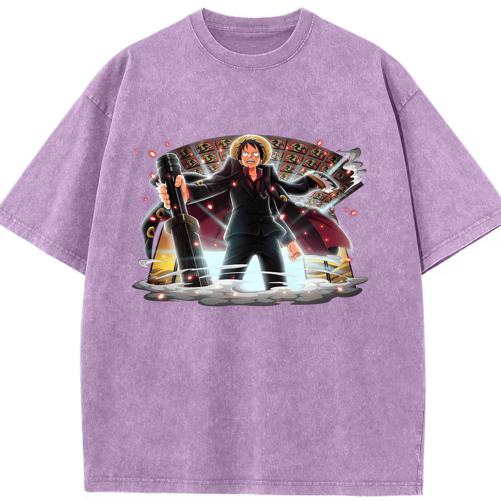 （画像用） ワンピース モンキー・D・ルフィ ONE PIECE Monkey D. Luffy 綿100% ヴィンテージ風 半袖Tシャツ（フロントプリント）