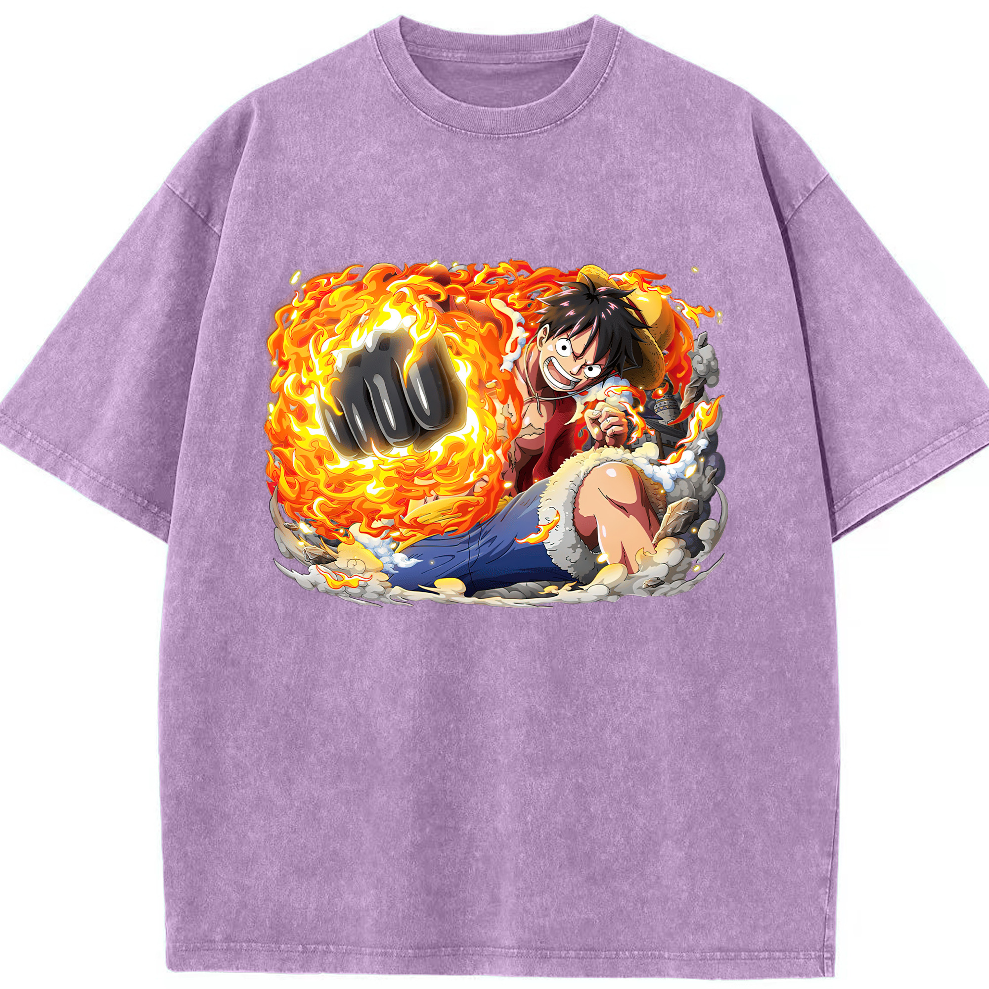 ワンピース モンキー・D・ルフィ ONE PIECE Monkey D. Luffy 綿100% ヴィンテージ風 半袖Tシャツ（フロントプリント）