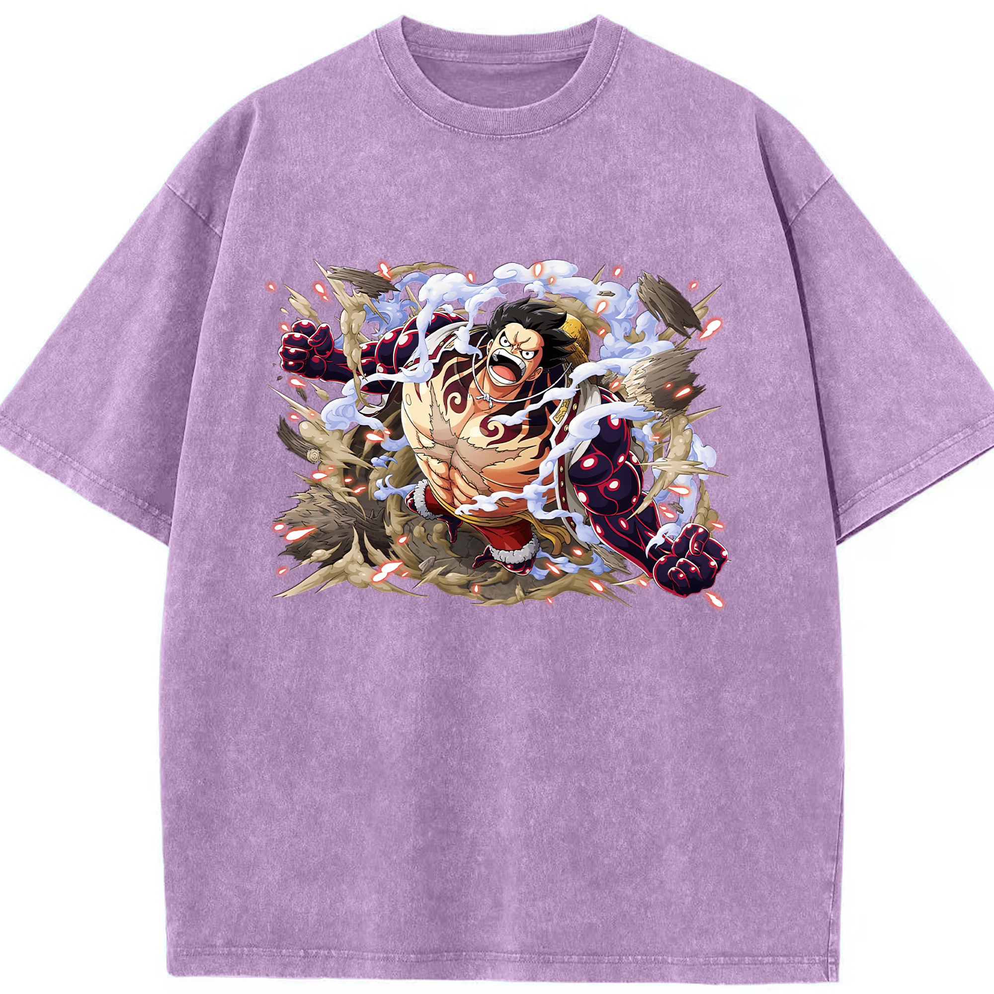 ワンピース モンキー・D・ルフィ ONE PIECE Monkey D. Luffy 綿100% ヴィンテージ風 半袖Tシャツ（フロントプリント）