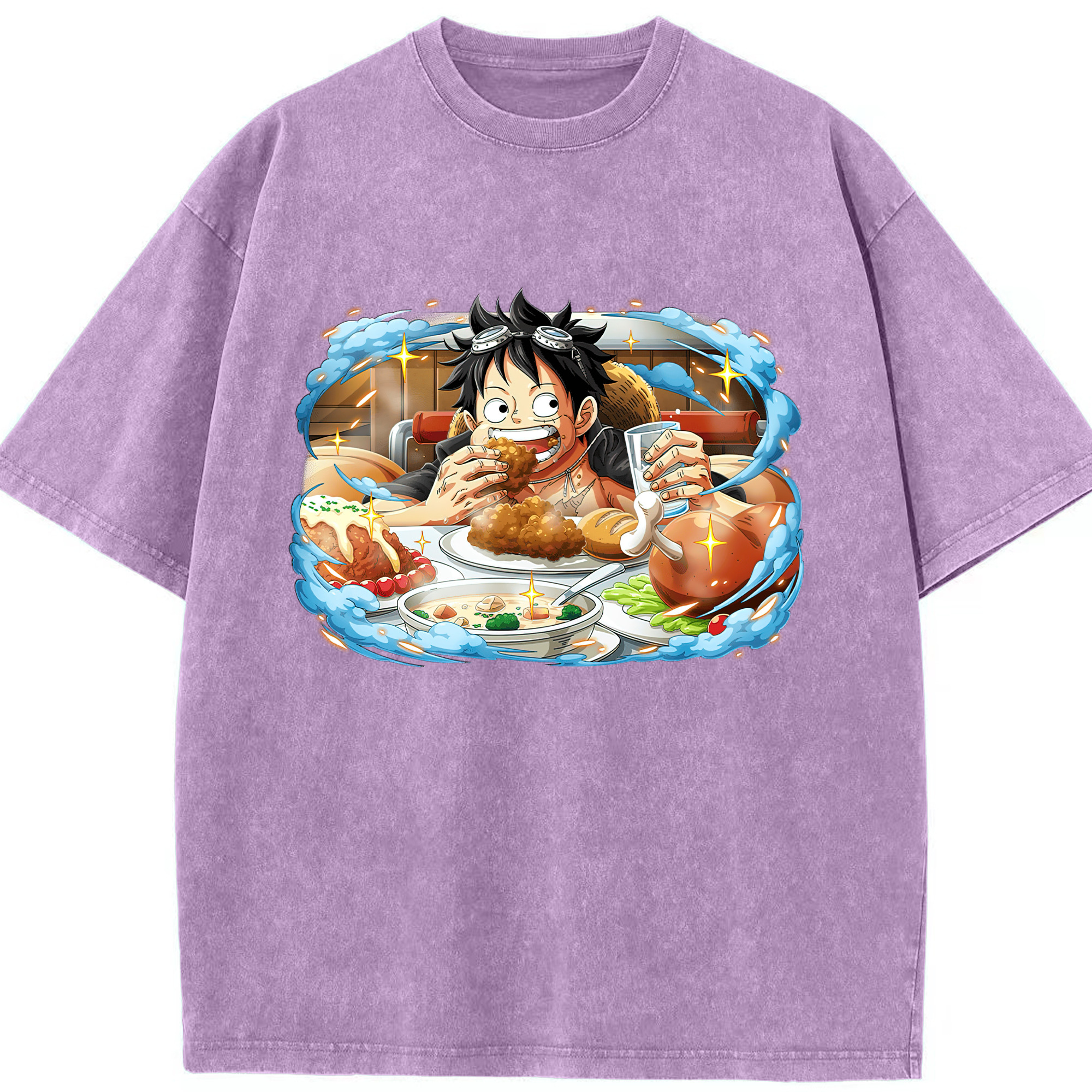 ワンピース モンキー・D・ルフィ ONE PIECE Monkey D. Luffy 綿100% ヴィンテージ風 半袖Tシャツ（フロントプリント）