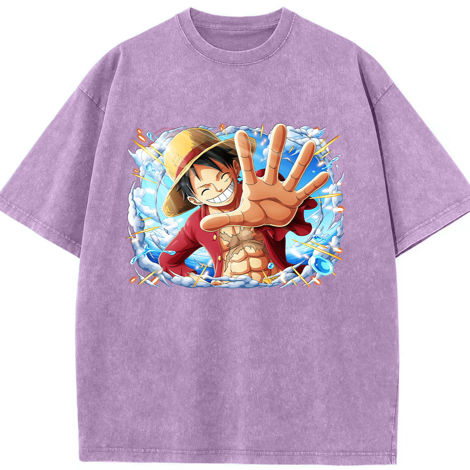 ワンピース モンキー・D・ルフィ ONE PIECE Monkey D. Luffy 綿100% ヴィンテージ風 半袖Tシャツ（フロントプリント）