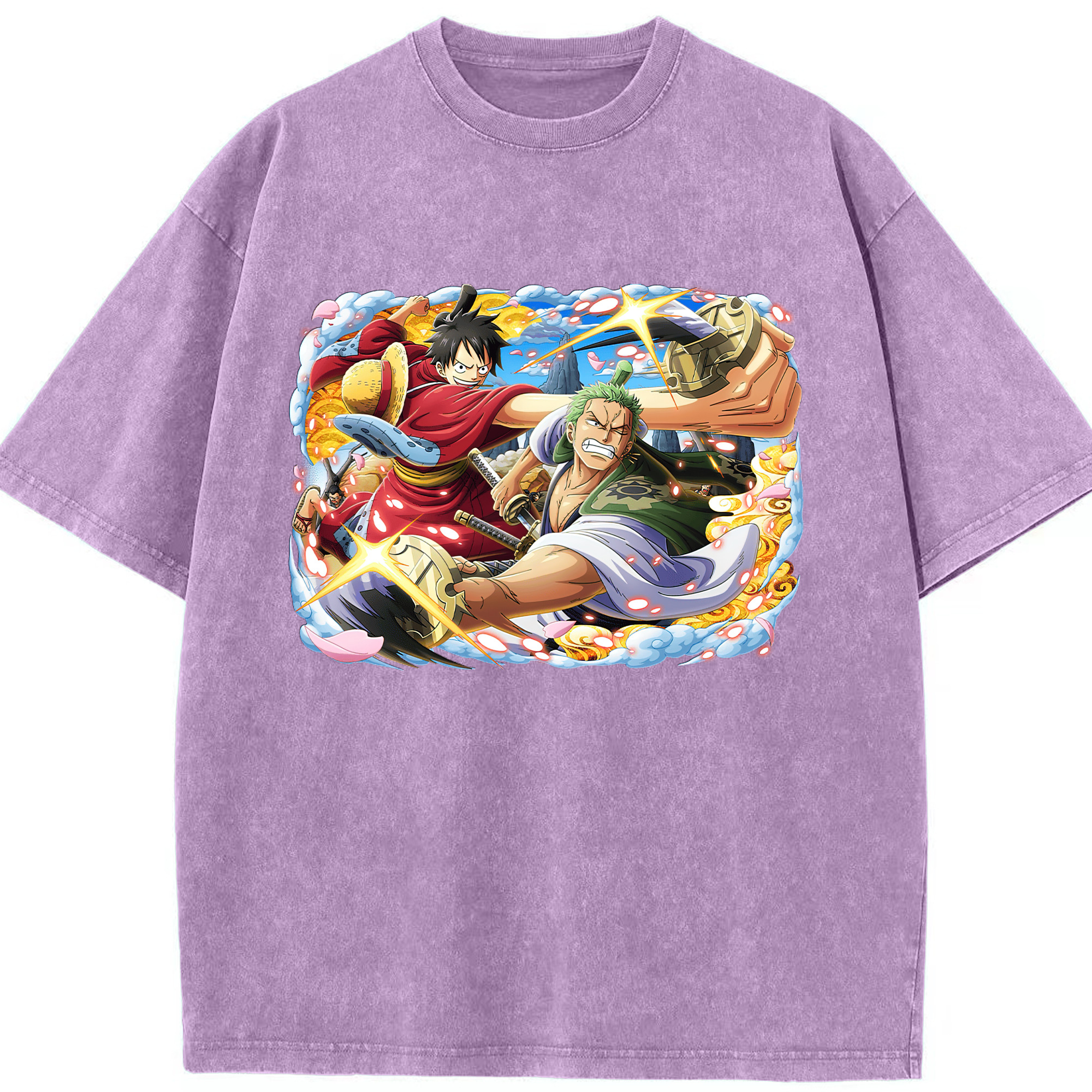 ワンピース モンキー・D・ルフィ ONE PIECE Monkey D. Luffy 綿100% ヴィンテージ風 半袖Tシャツ（フロントプリント）