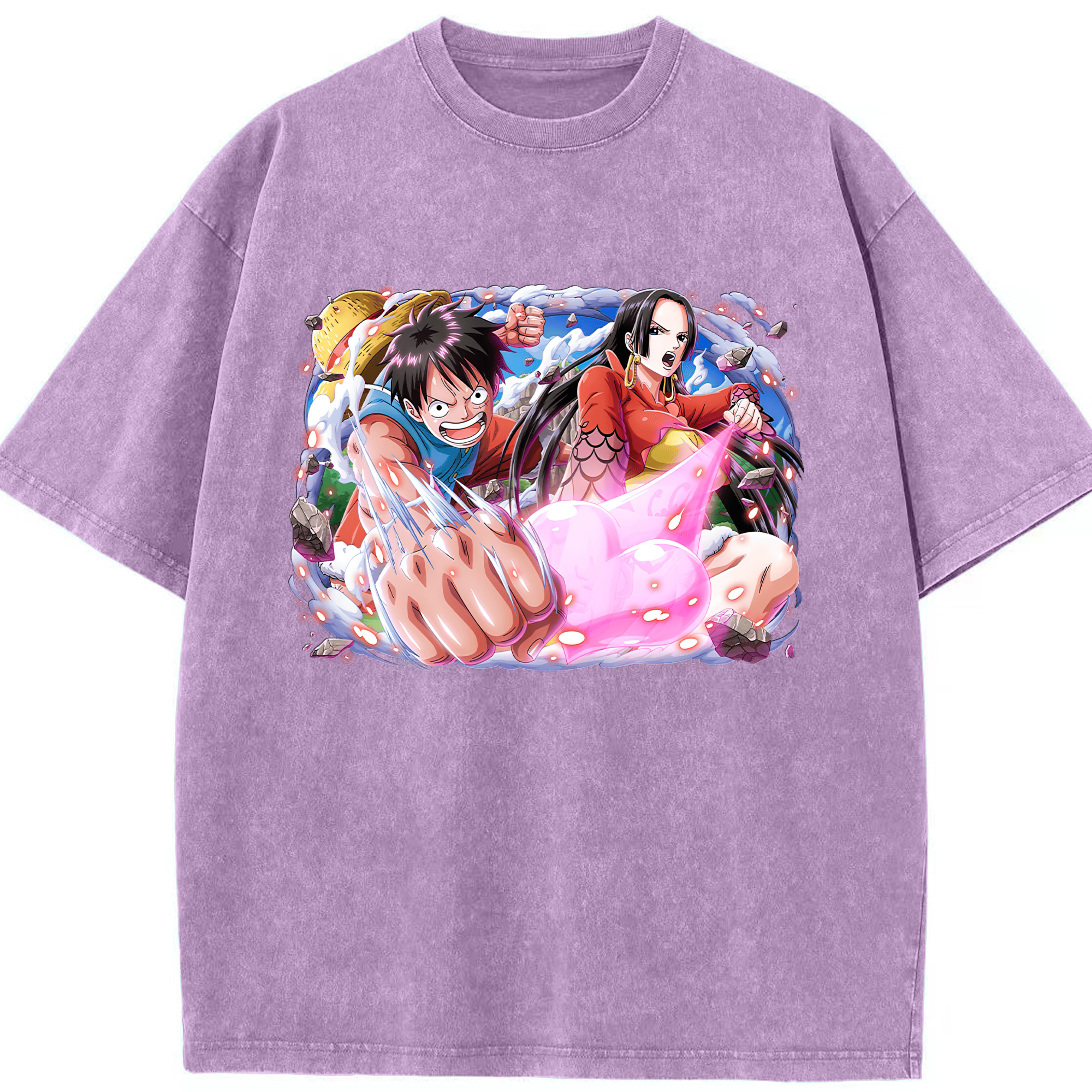 ワンピース モンキー・D・ルフィ ONE PIECE Monkey D. Luffy 綿100% ヴィンテージ風 半袖Tシャツ（フロントプリント）
