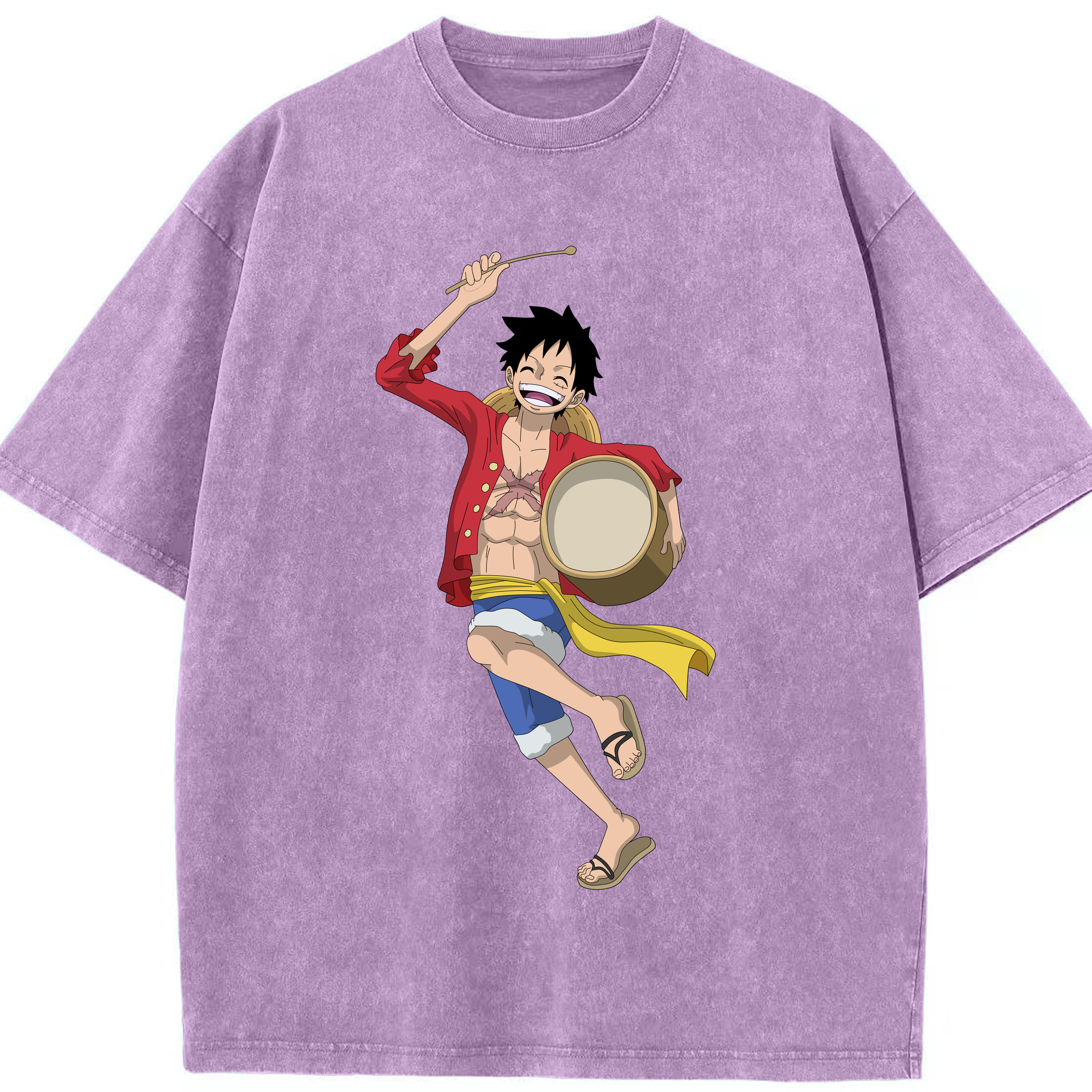 ワンピース モンキー・D・ルフィ ONE PIECE Monkey D. Luffy 綿100% ヴィンテージ風 半袖Tシャツ（フロントプリント）