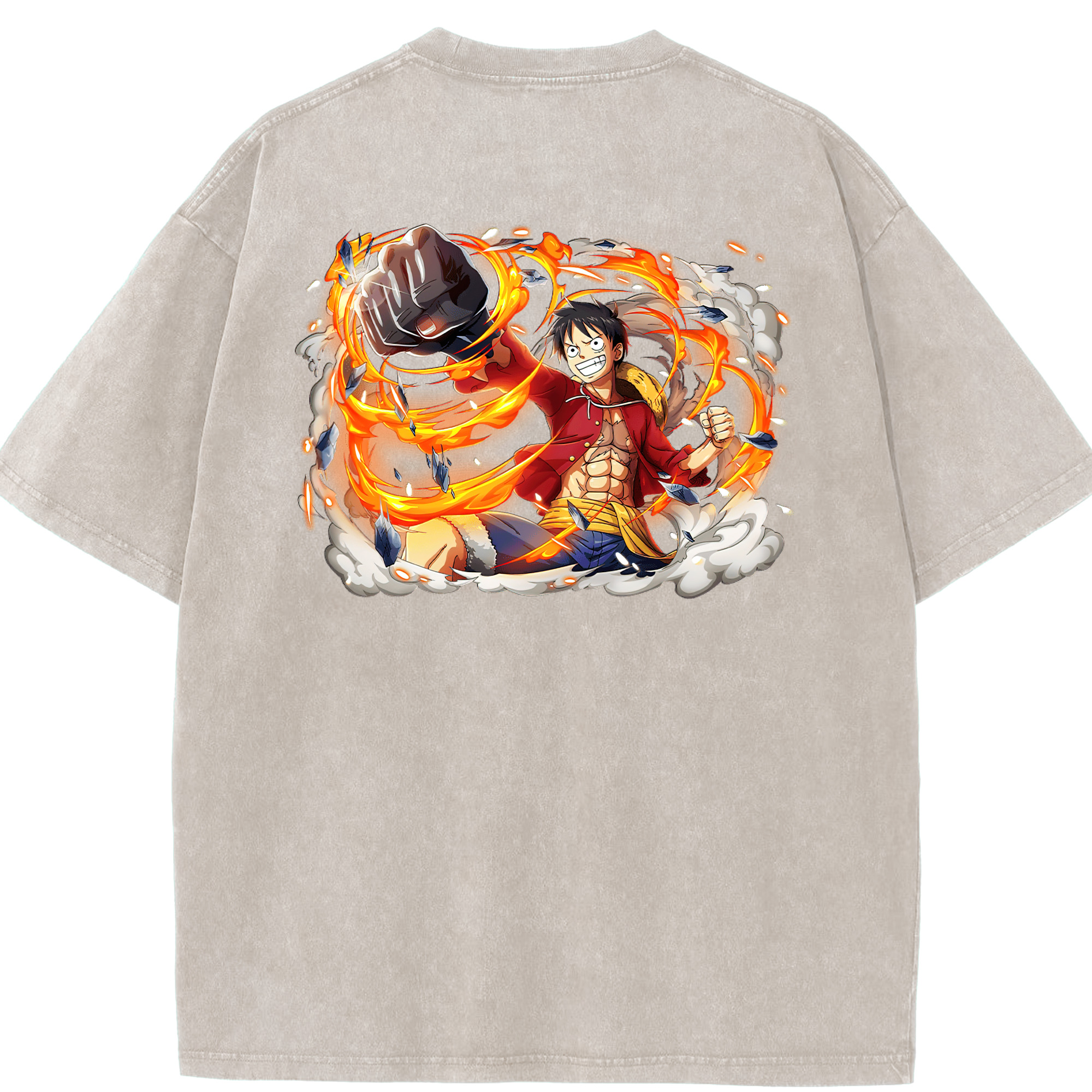 ワンピース モンキー・D・ルフィ ONE PIECE Monkey D. Luffy 綿100% ヴィンテージ風 半袖Tシャツ（背面プリント）