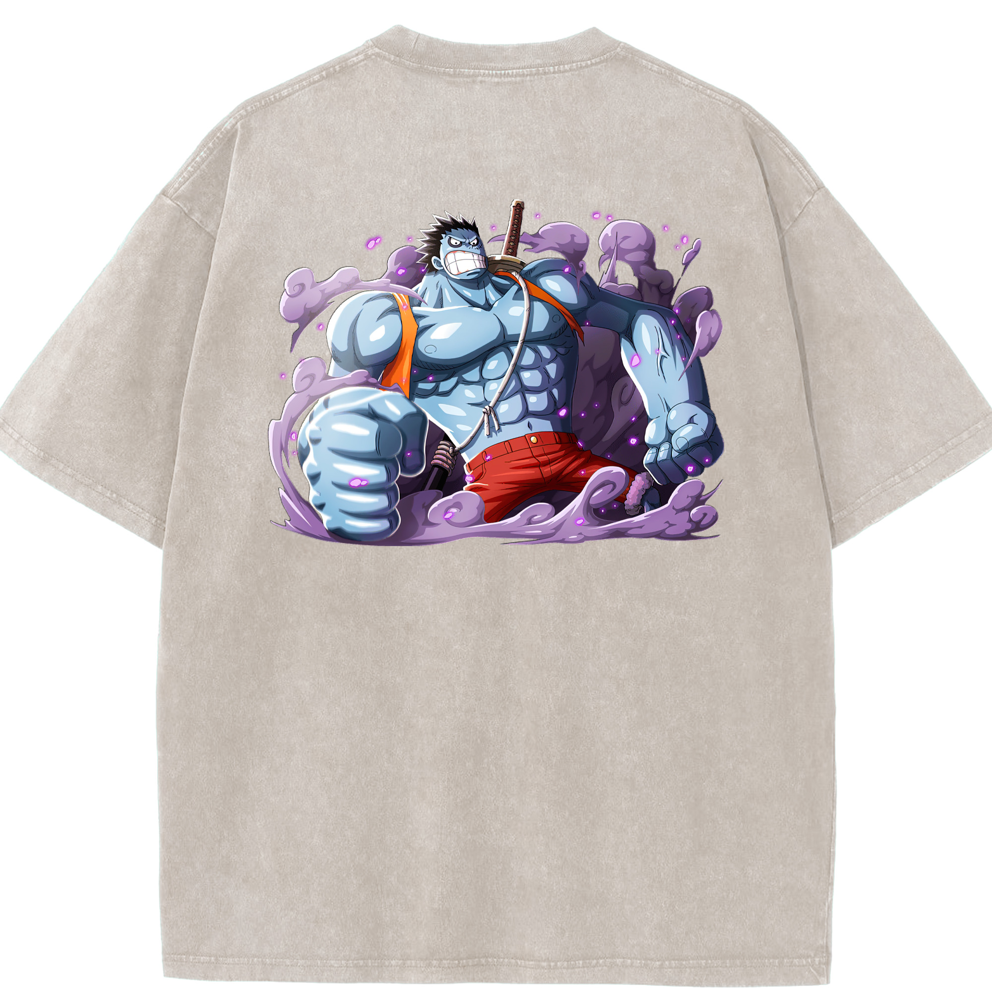 ワンピース モンキー・D・ルフィ ONE PIECE Monkey D. Luffy 綿100% ヴィンテージ風 半袖Tシャツ（背面プリント）