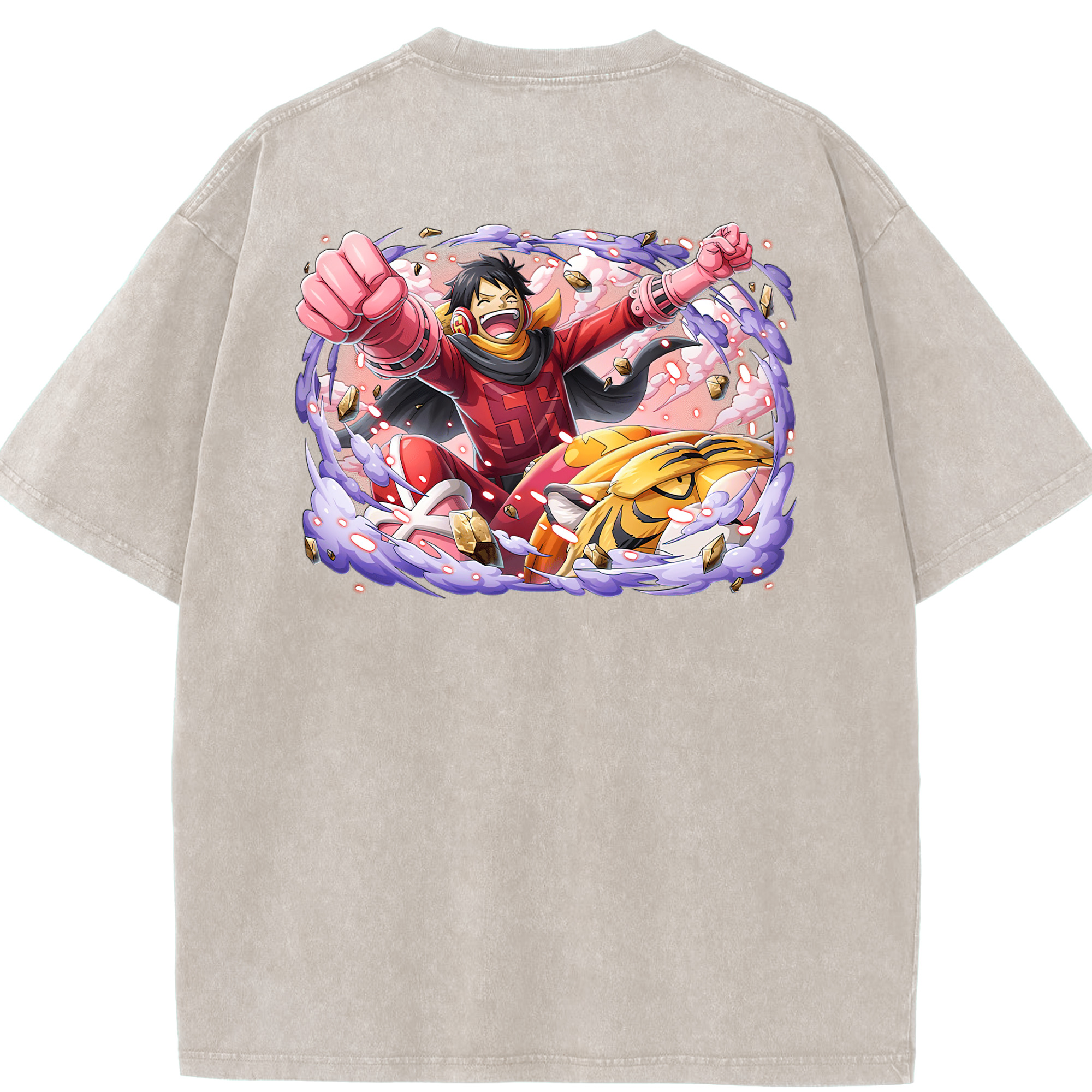ワンピース モンキー・D・ルフィ ONE PIECE Monkey D. Luffy 綿100% ヴィンテージ風 半袖Tシャツ（背面プリント）