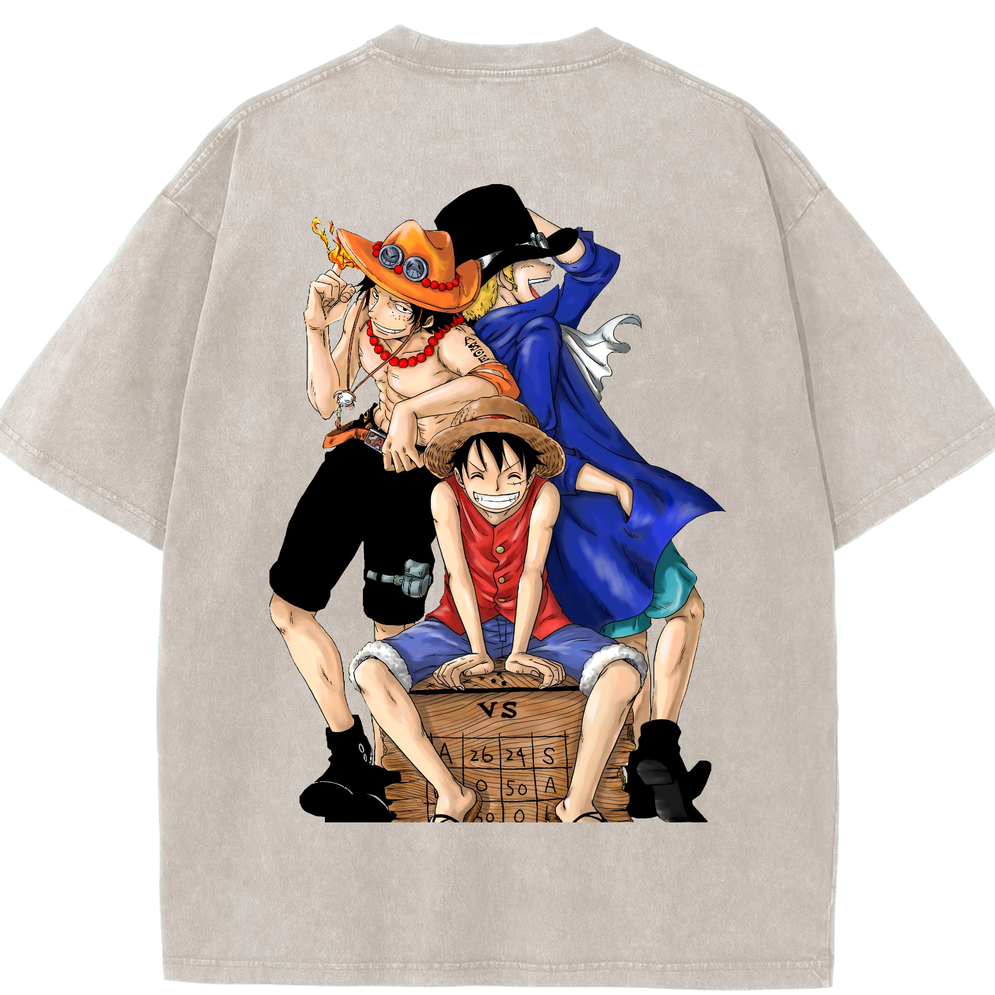 ワンピース モンキー・D・ルフィ ONE PIECE Monkey D. Luffy 綿100% ヴィンテージ風 半袖Tシャツ（背面プリント）