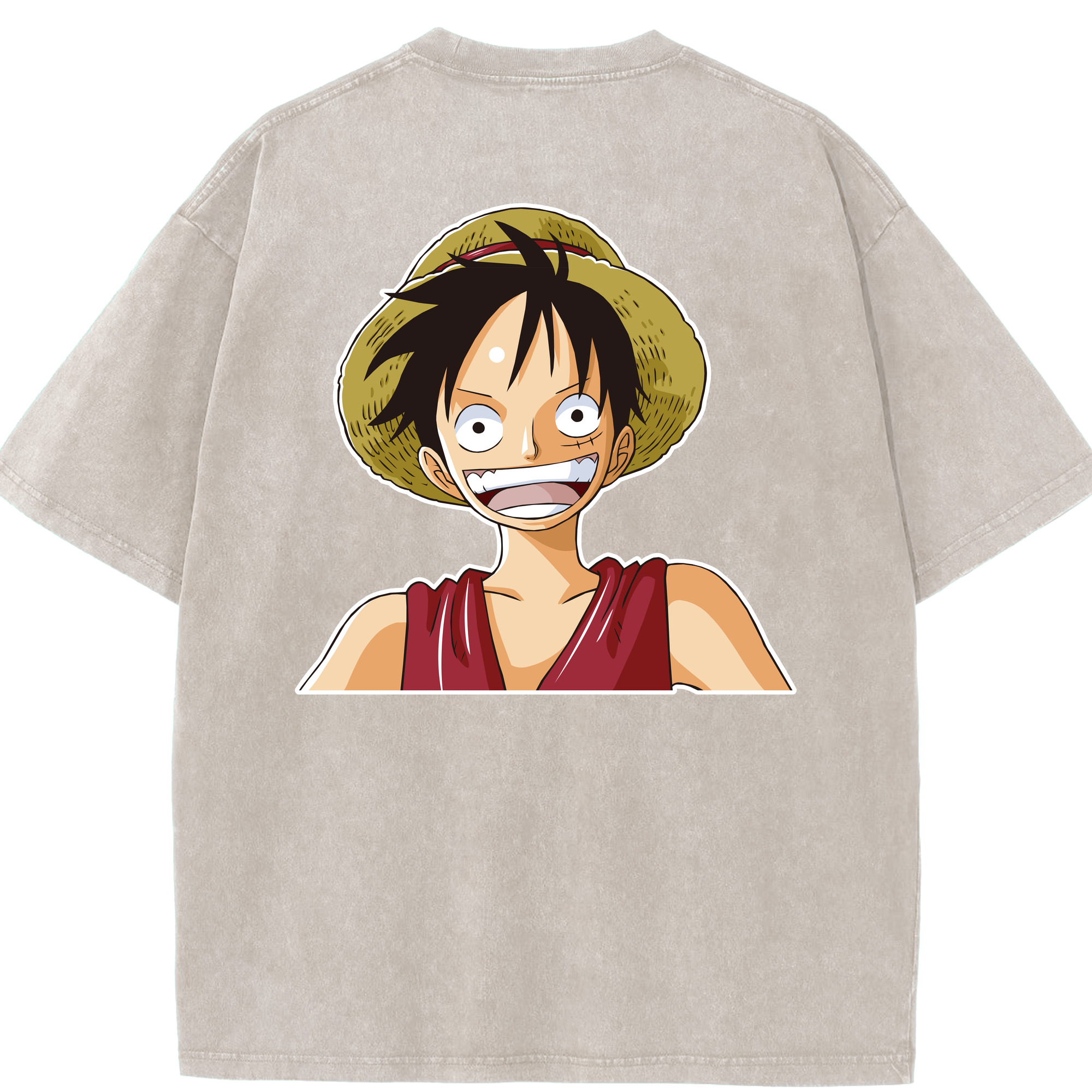 ワンピース モンキー・D・ルフィ ONE PIECE Monkey D. Luffy 綿100% ヴィンテージ風 半袖Tシャツ（背面プリント）