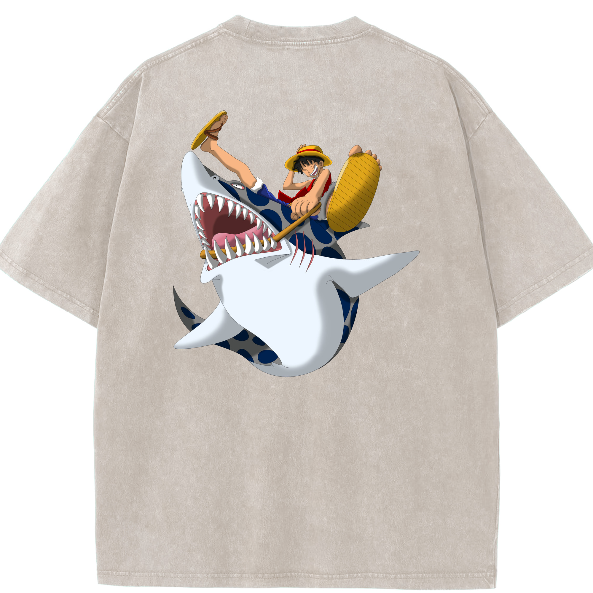 ワンピース モンキー・D・ルフィ ONE PIECE Monkey D. Luffy 綿100% ヴィンテージ風 半袖Tシャツ（背面プリント）