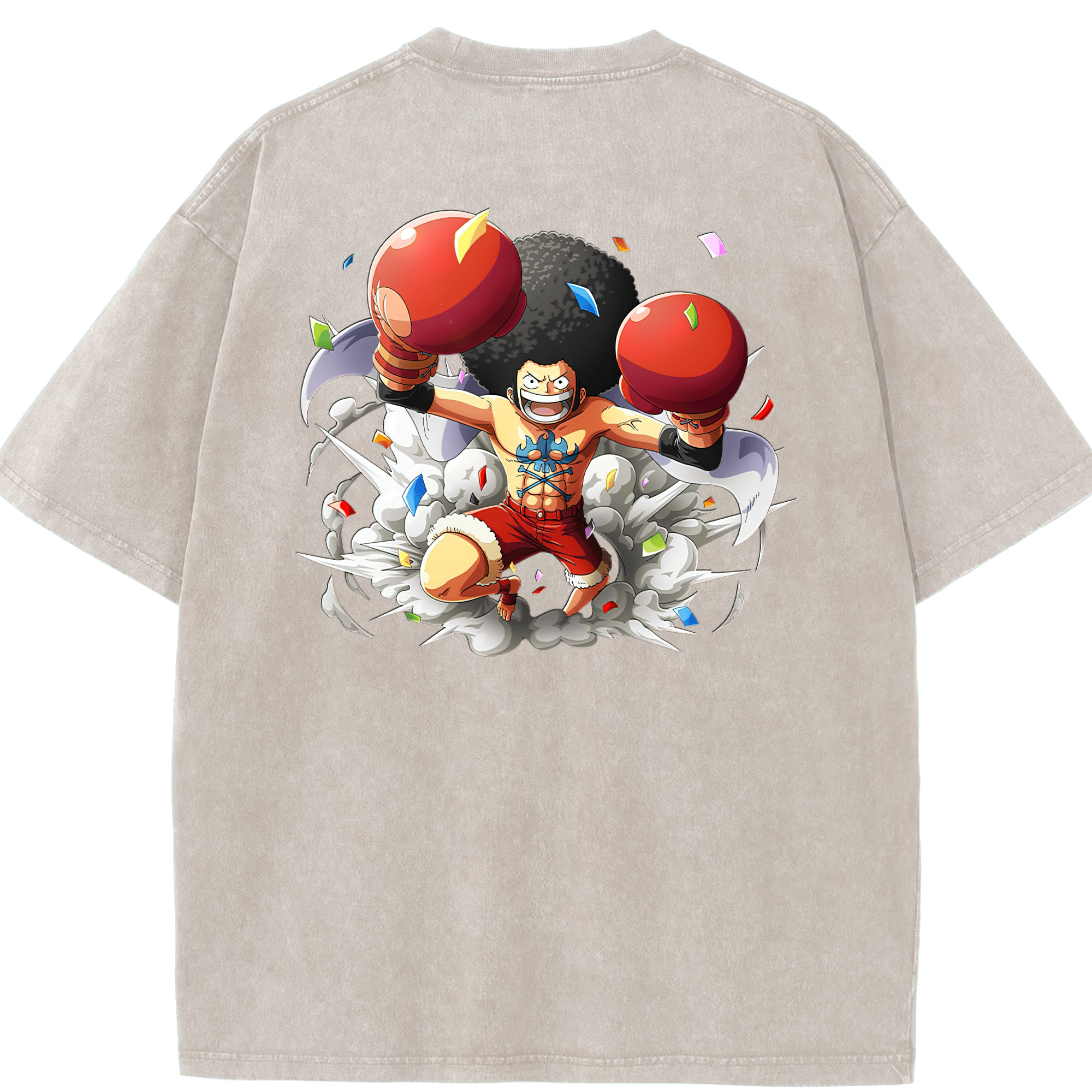 ワンピース モンキー・D・ルフィ ONE PIECE Monkey D. Luffy 綿100% ヴィンテージ風 半袖Tシャツ（背面プリント）