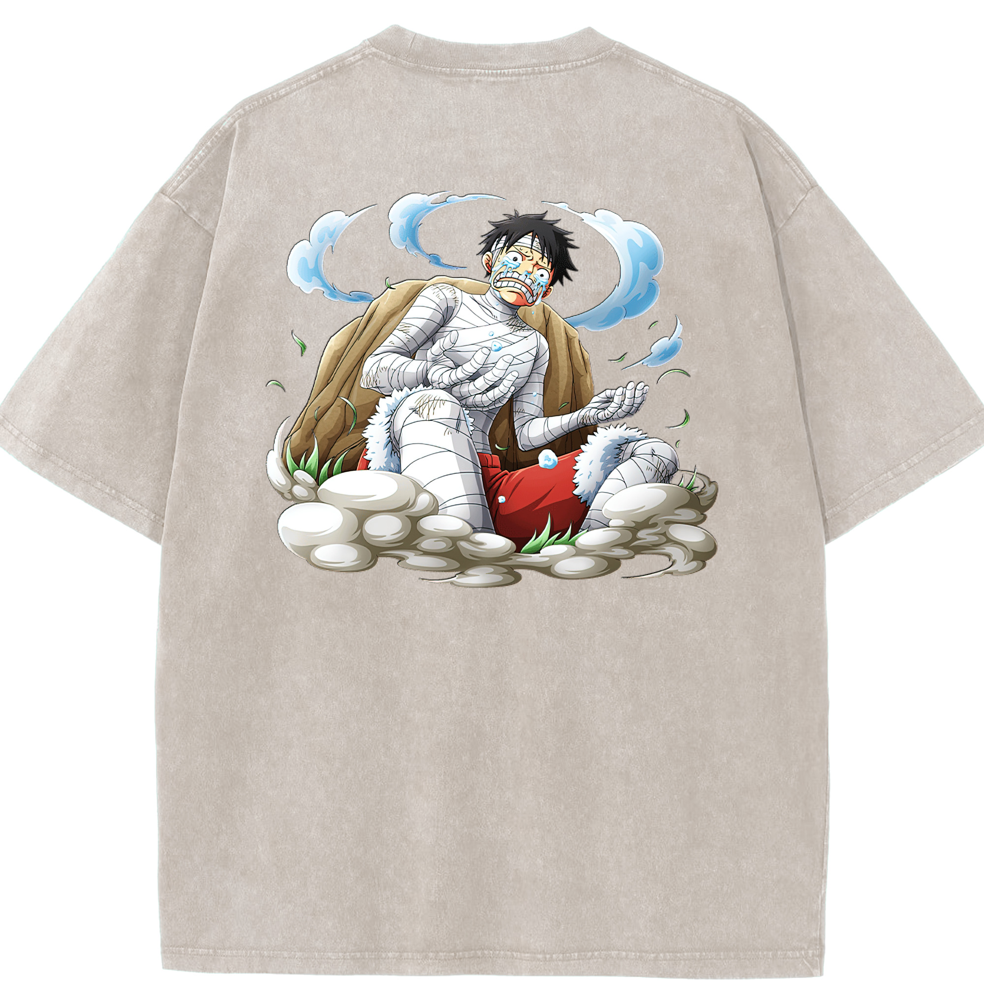 ワンピース モンキー・D・ルフィ ONE PIECE Monkey D. Luffy 綿100% ヴィンテージ風 半袖Tシャツ（背面プリント）