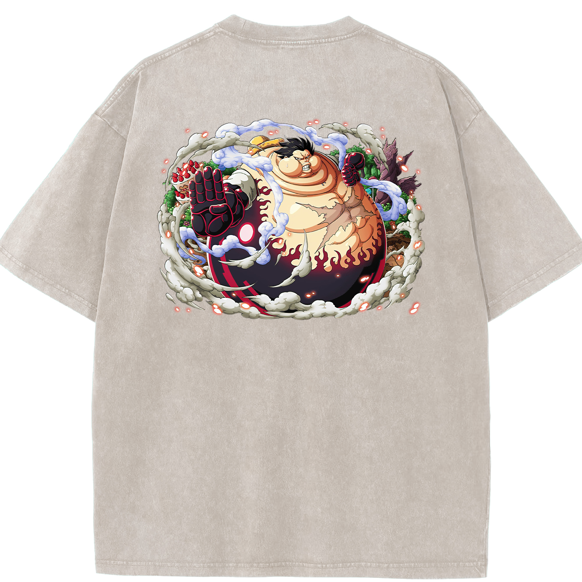 ワンピース モンキー・D・ルフィ ONE PIECE Monkey D. Luffy 綿100% ヴィンテージ風 半袖Tシャツ（背面プリント）