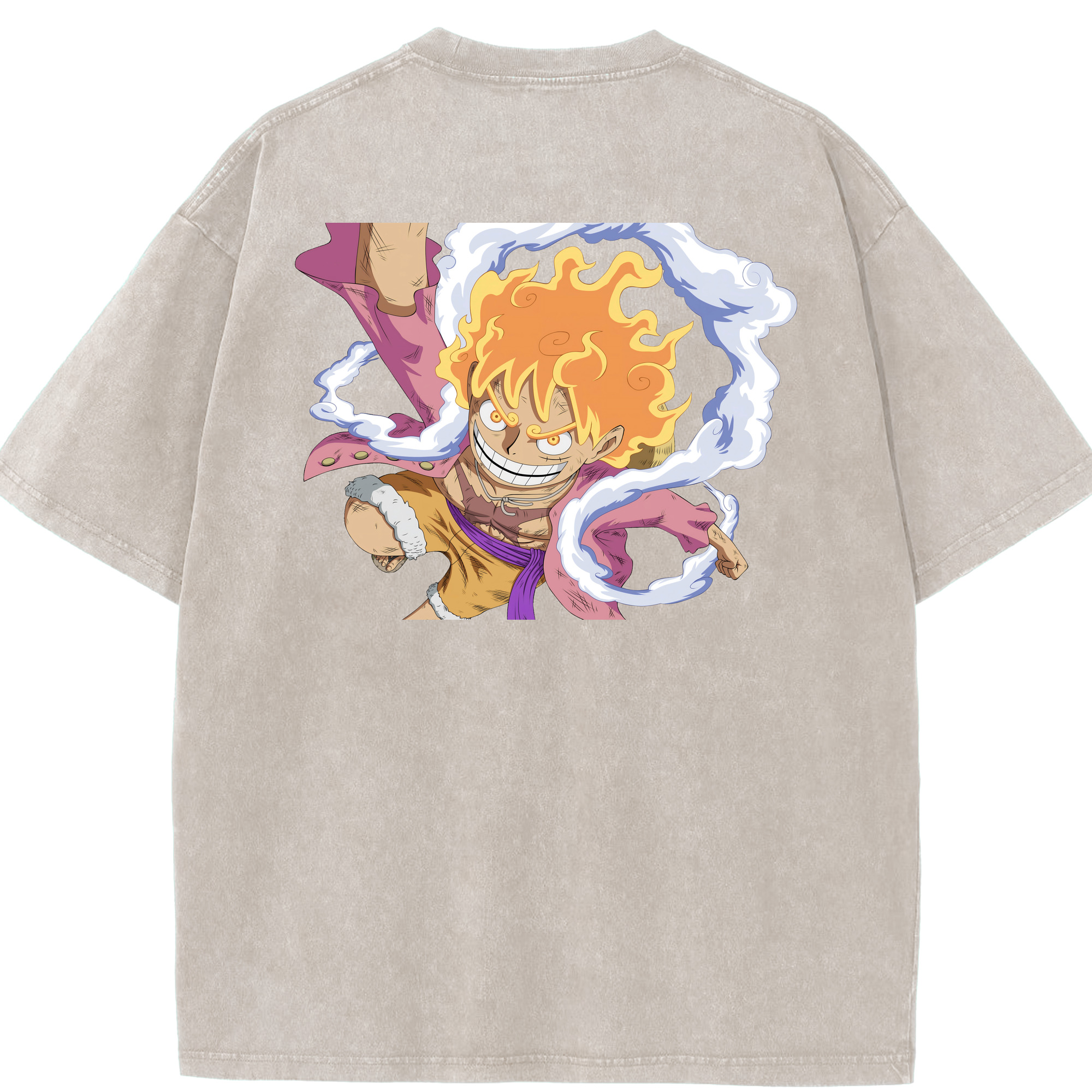 ワンピース モンキー・D・ルフィ ONE PIECE Monkey D. Luffy 綿100% ヴィンテージ風 半袖Tシャツ（背面プリント）