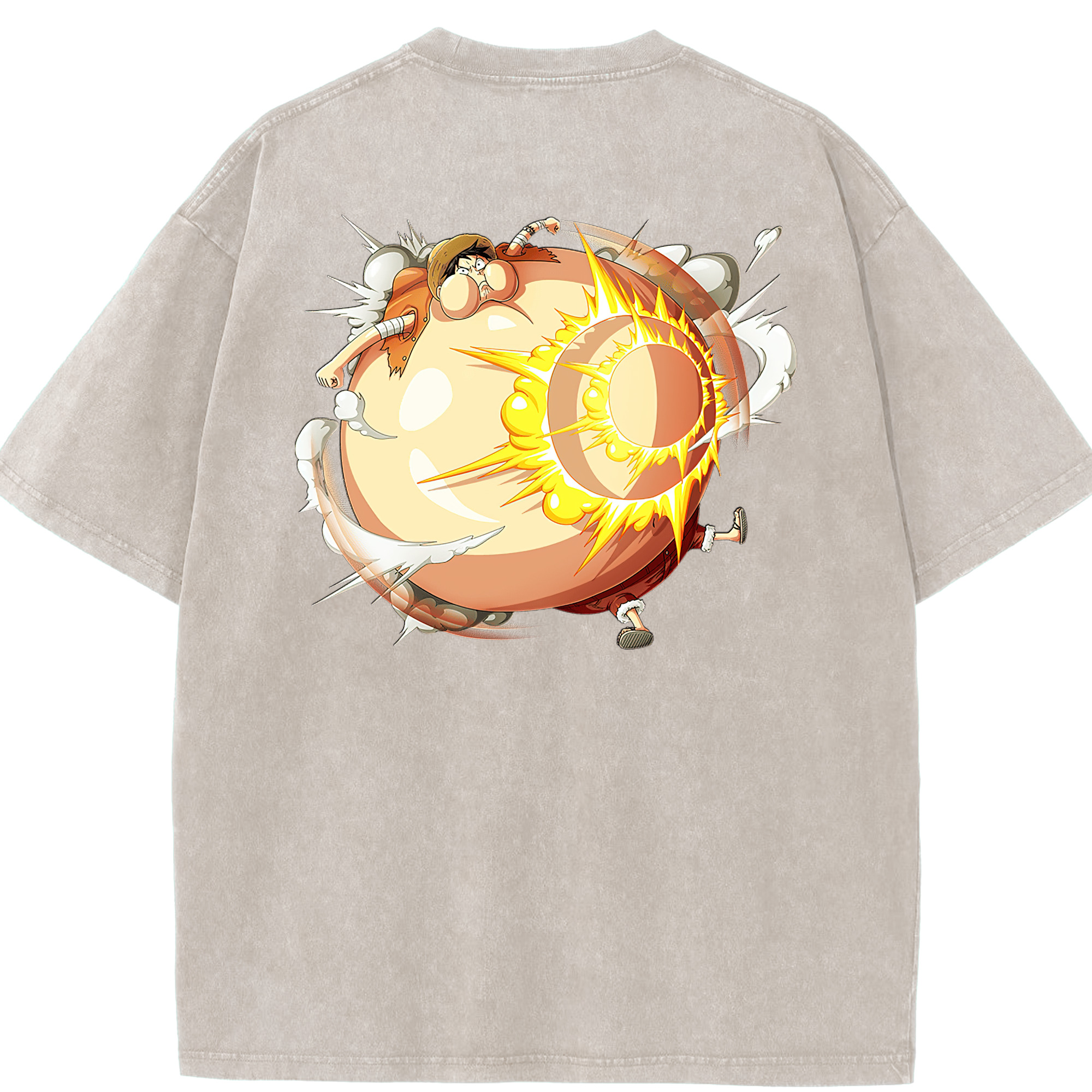 ワンピース モンキー・D・ルフィ ONE PIECE Monkey D. Luffy 綿100% ヴィンテージ風 半袖Tシャツ（背面プリント）