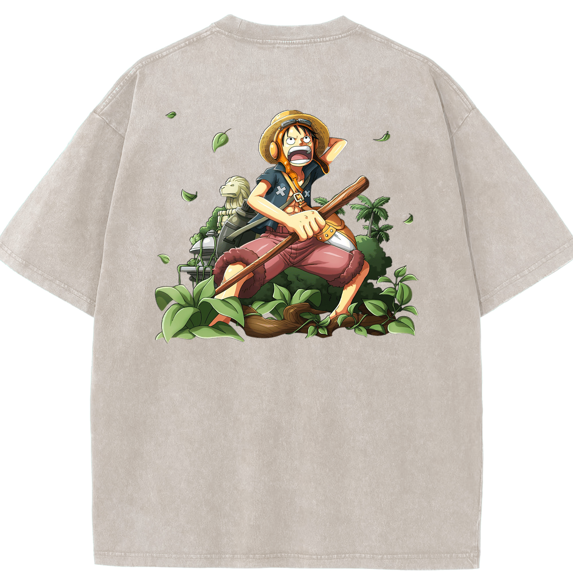 ワンピース モンキー・D・ルフィ ONE PIECE Monkey D. Luffy 綿100% ヴィンテージ風 半袖Tシャツ（背面プリント）